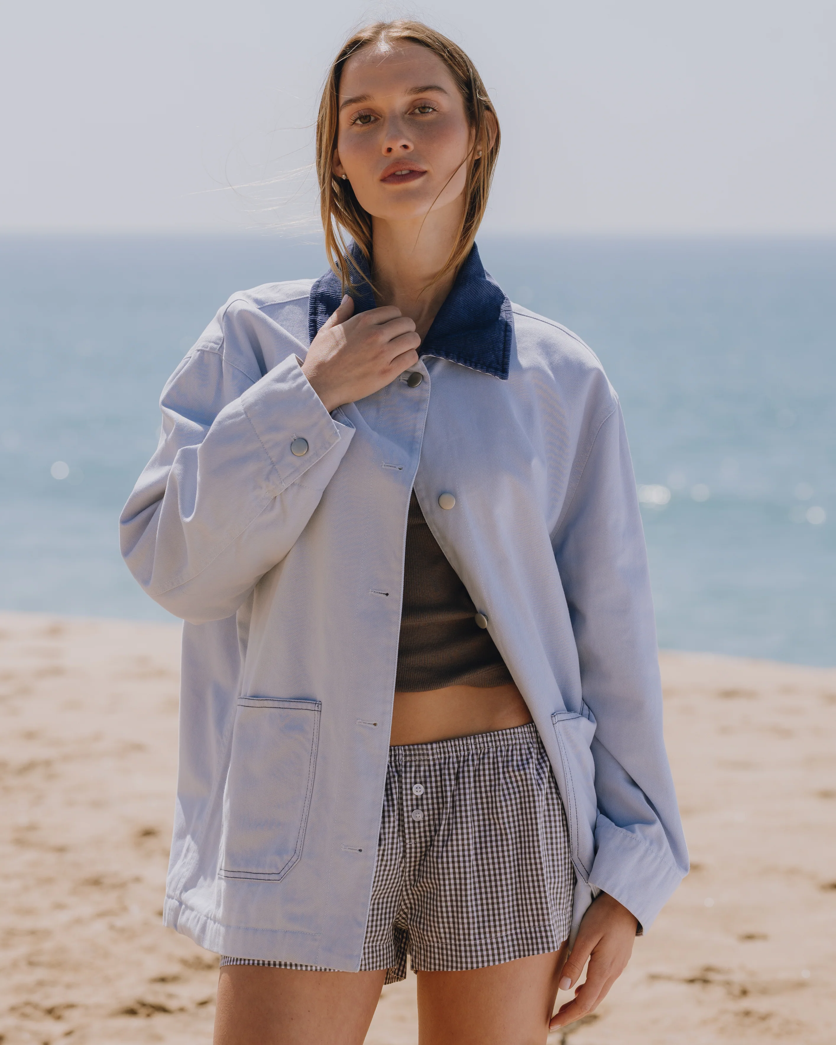 Barn Jacket - Mist + Navy Collar - Image 3