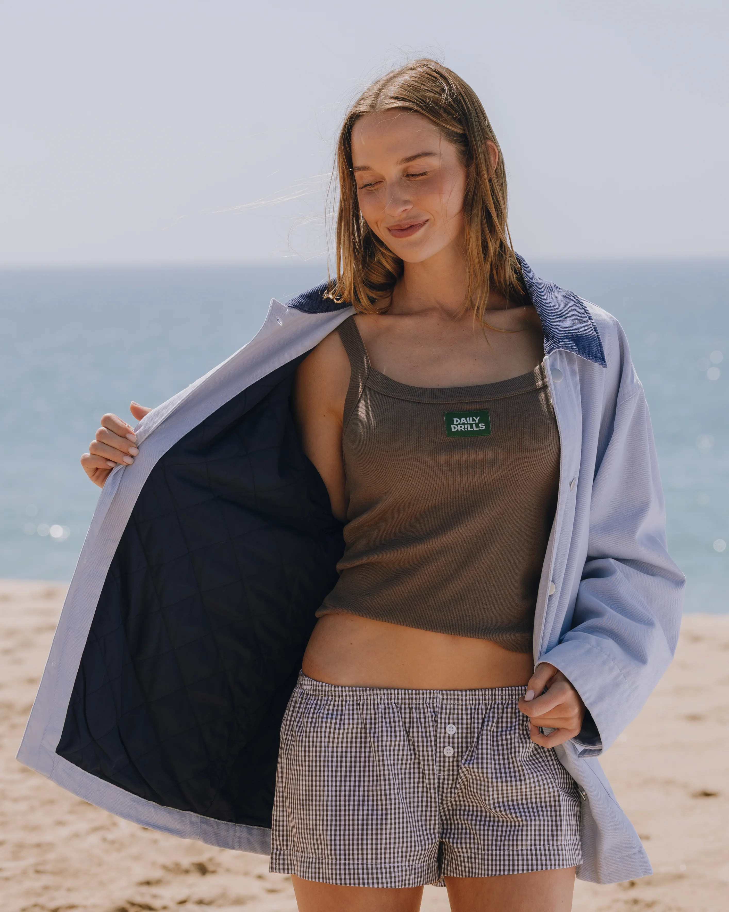 Barn Jacket - Mist + Navy Collar - Image 4