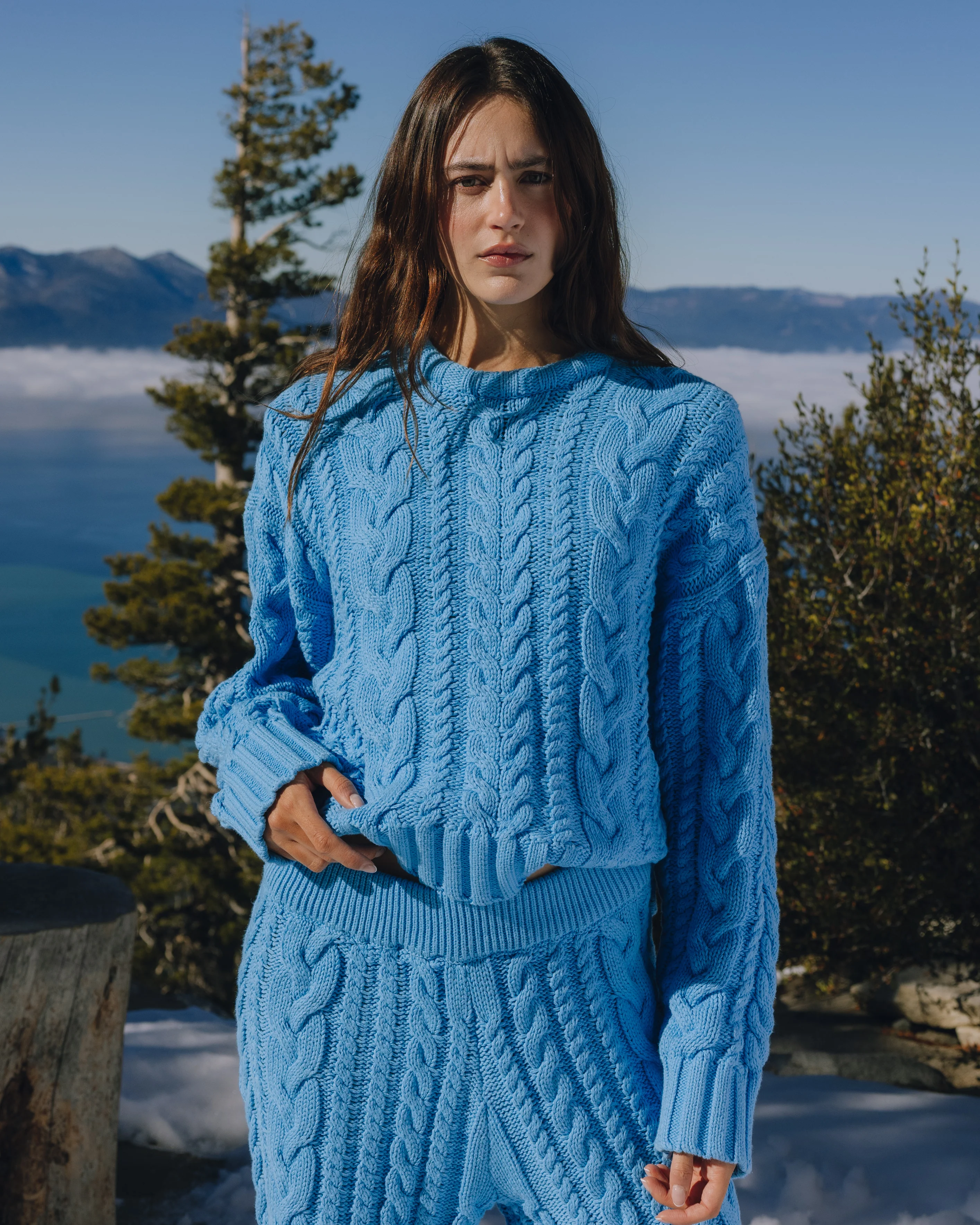 Cable Knit Oversized Sweater - Malibu