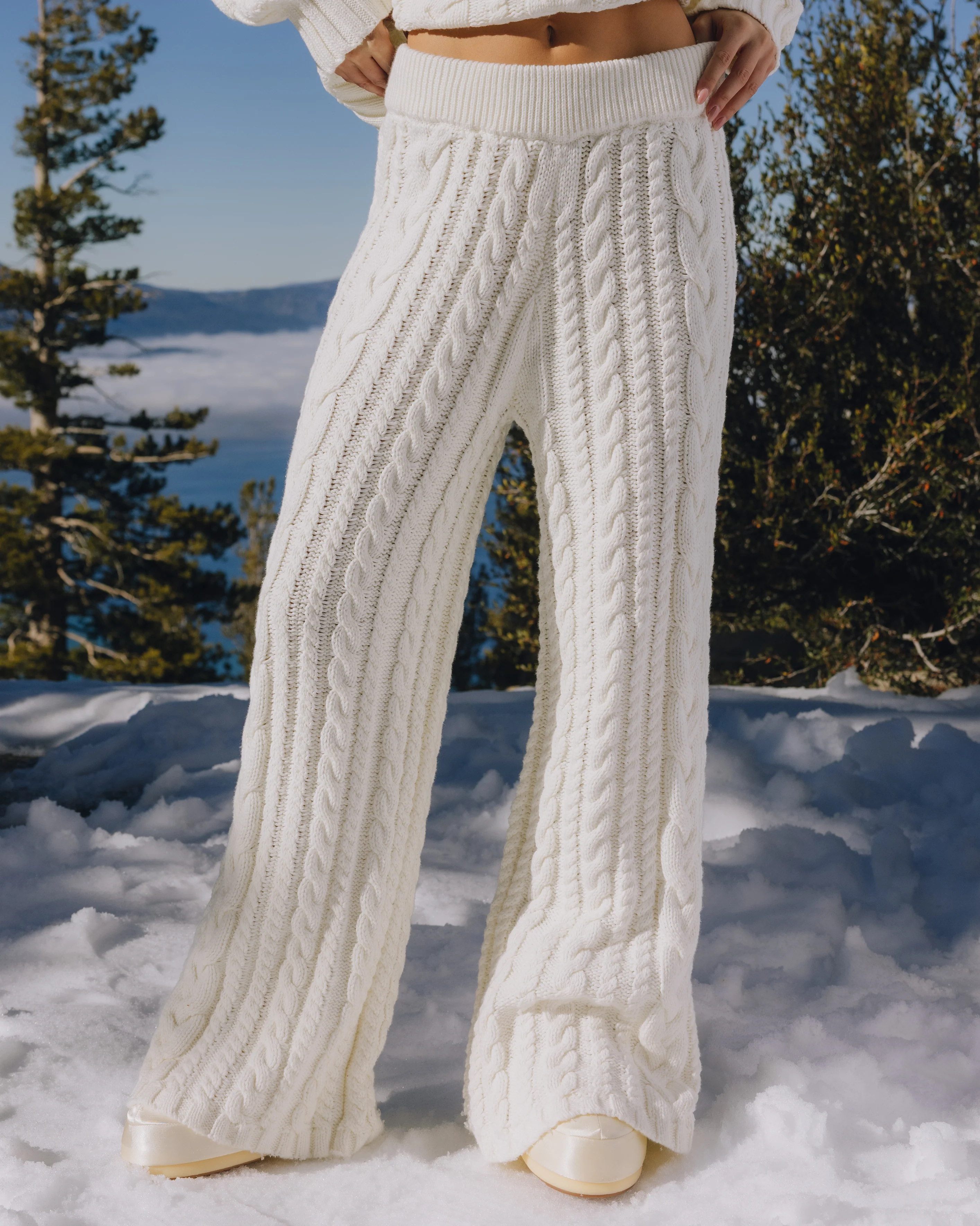 Cable Knit Resort Pants - Cream