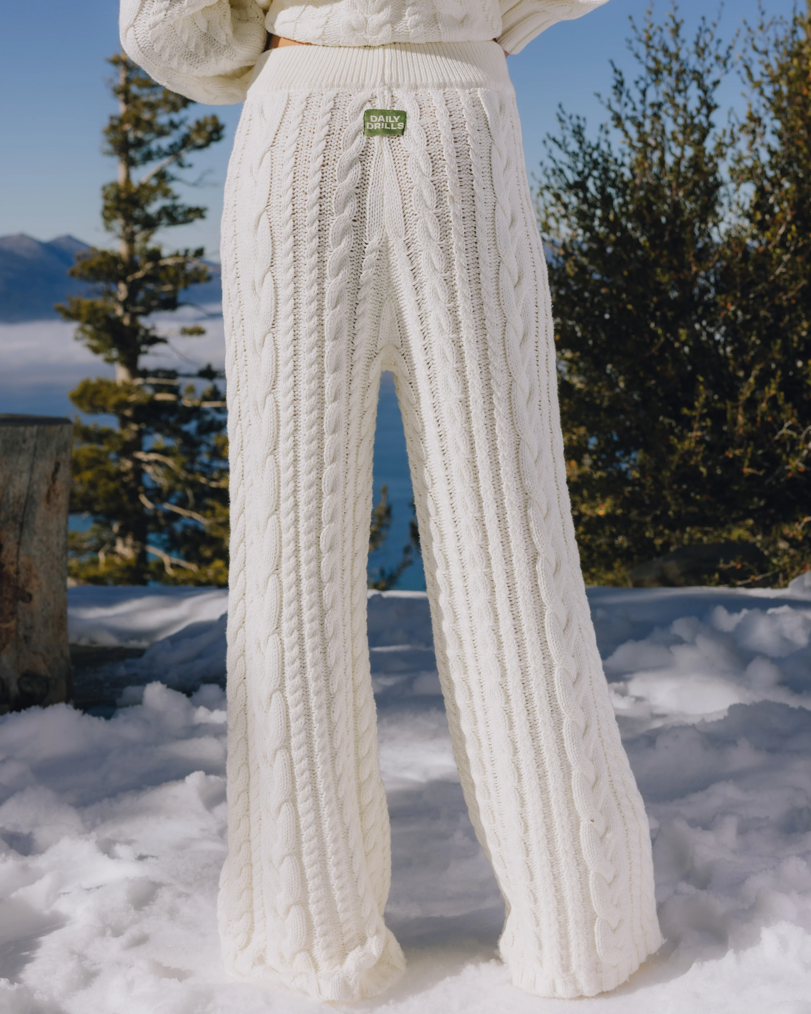 Cable Knit Resort Pants - Cream - Image 2