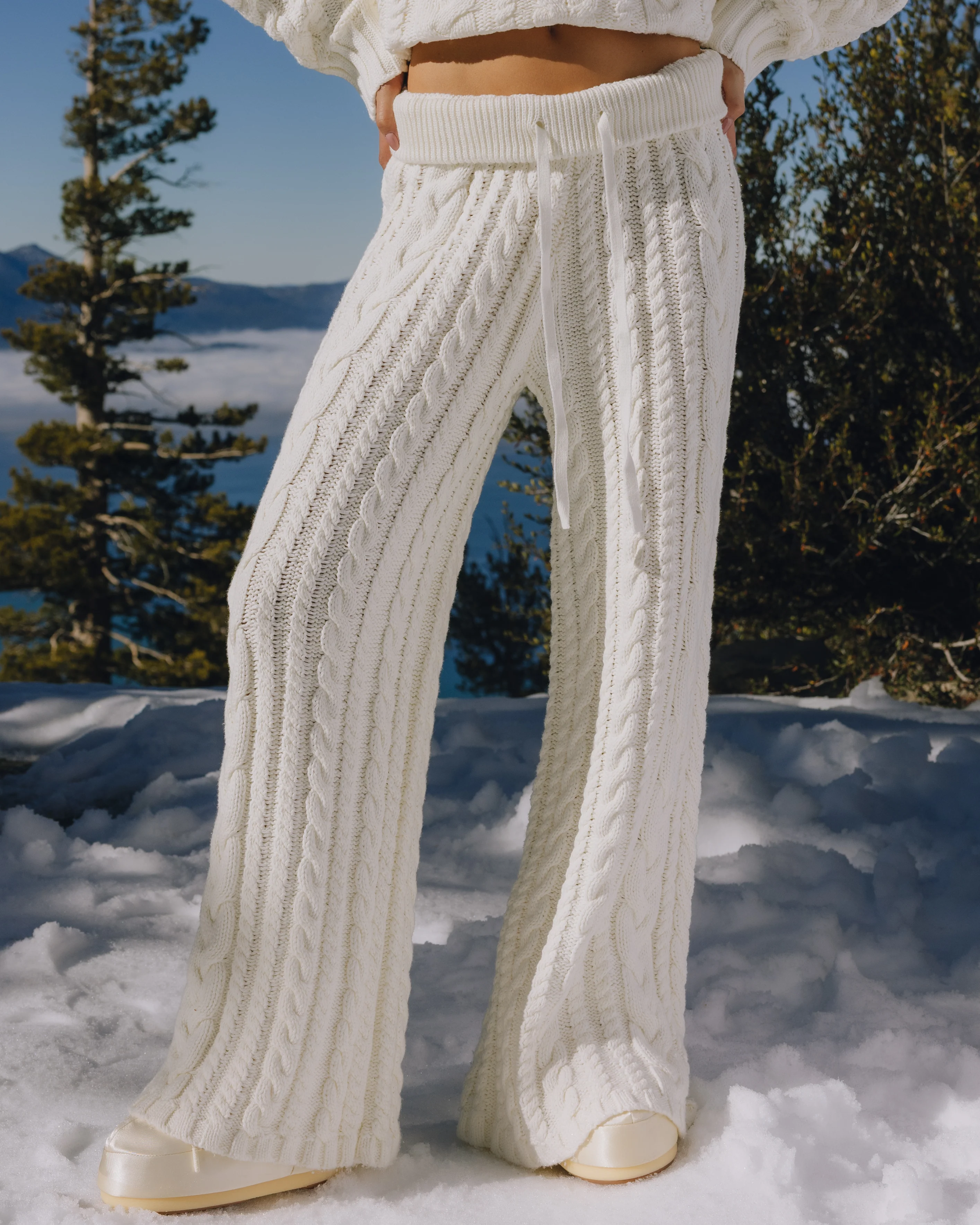 Cable Knit Resort Pants - Cream - Image 3
