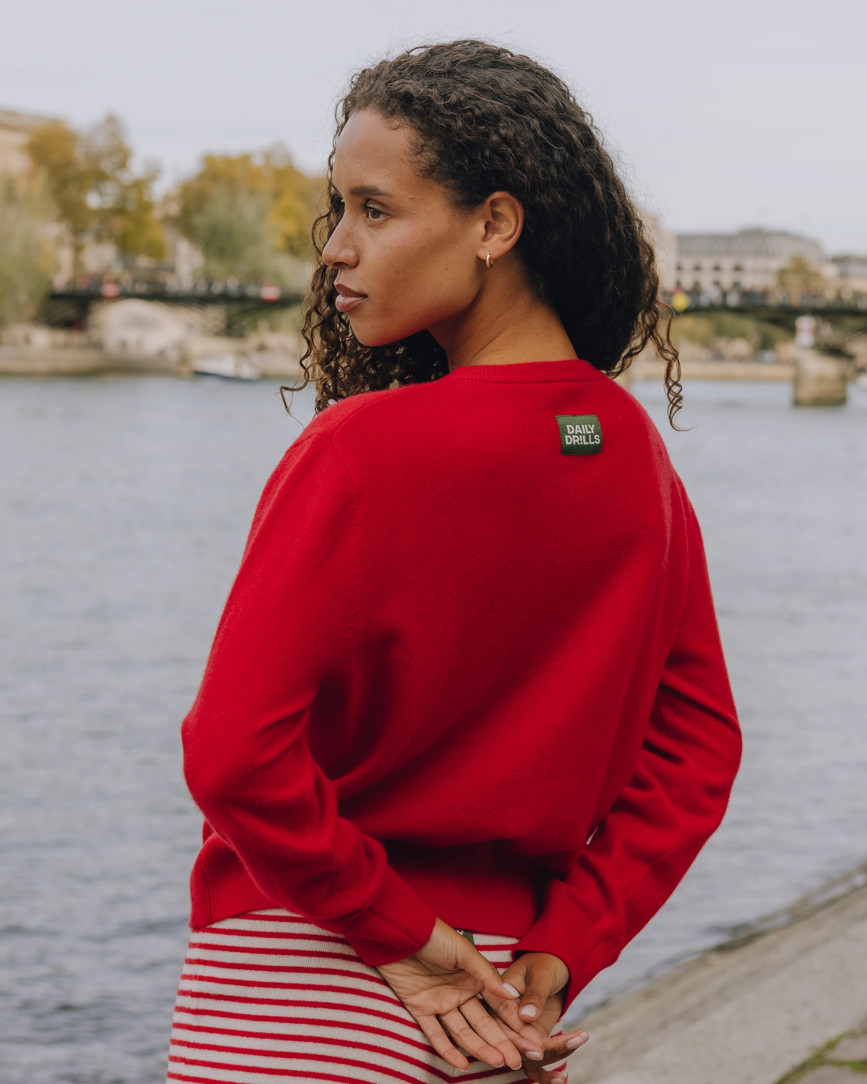 Cashmere Button Up Sweater - Red - Image 2