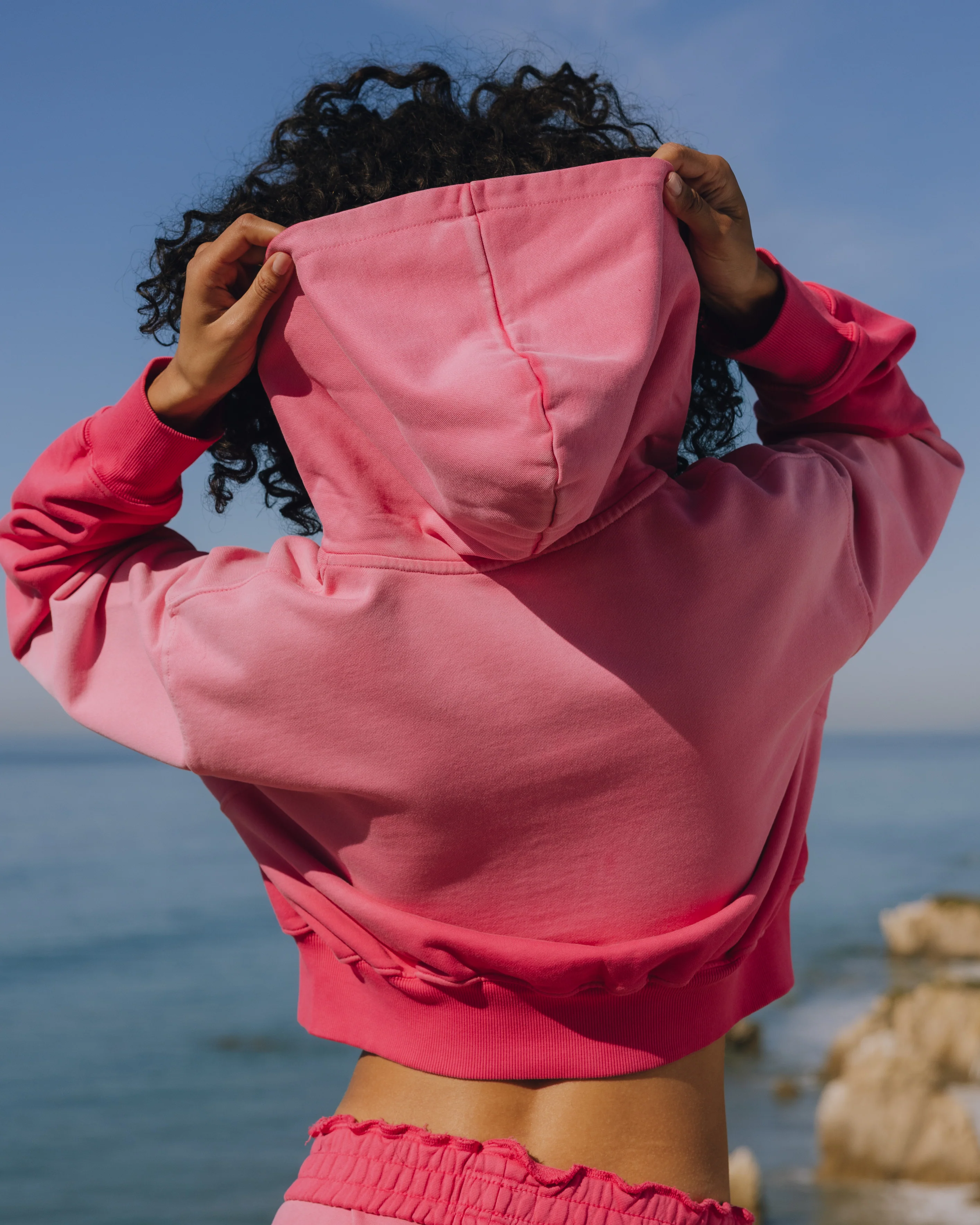 Double Zip Hoodie - Sunsoaked Hot Shot with Monochrome Patch - Image 2