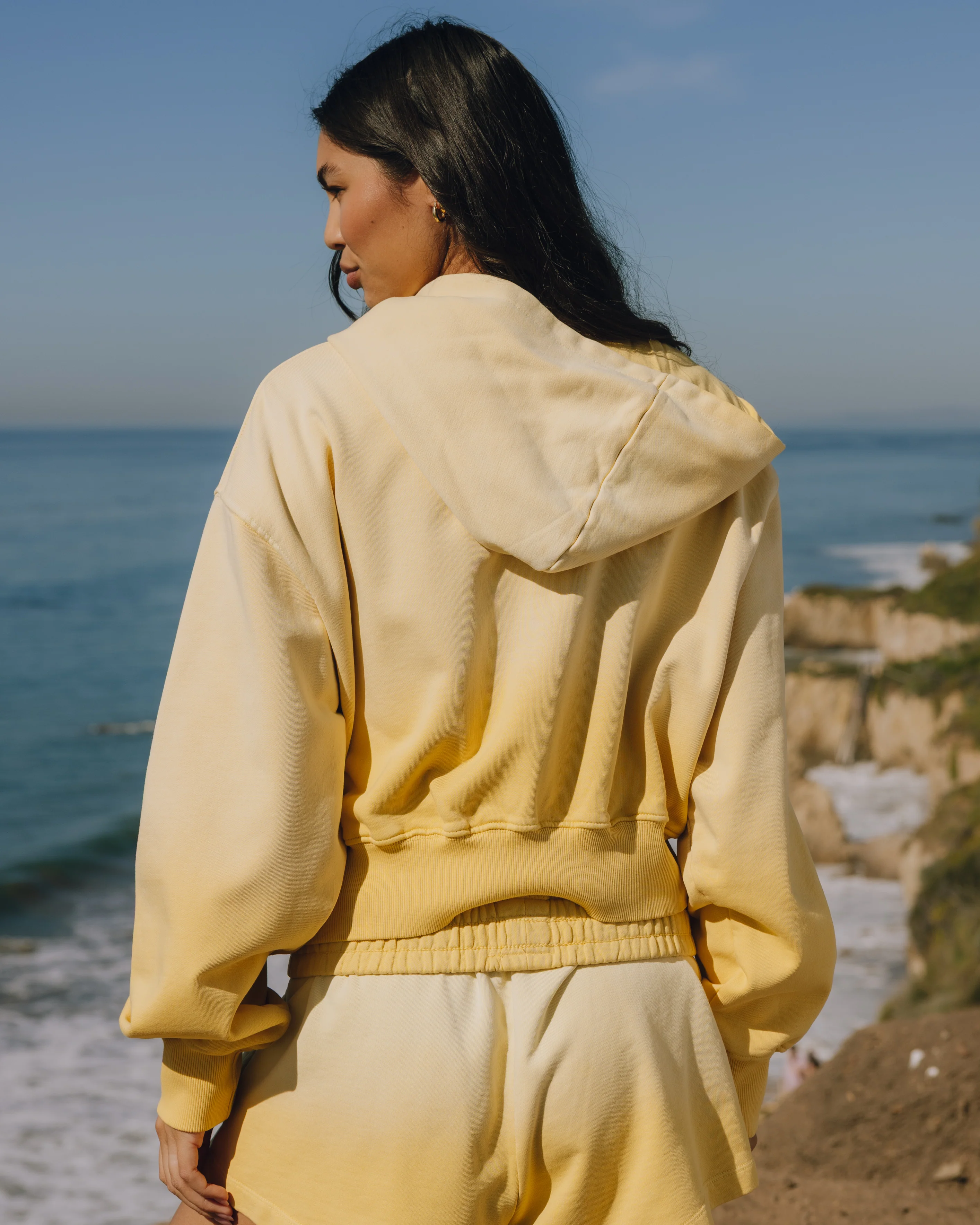 Double Zip Hoodie - Sunsoaked Sunny with Monochrome Patch - Image 2