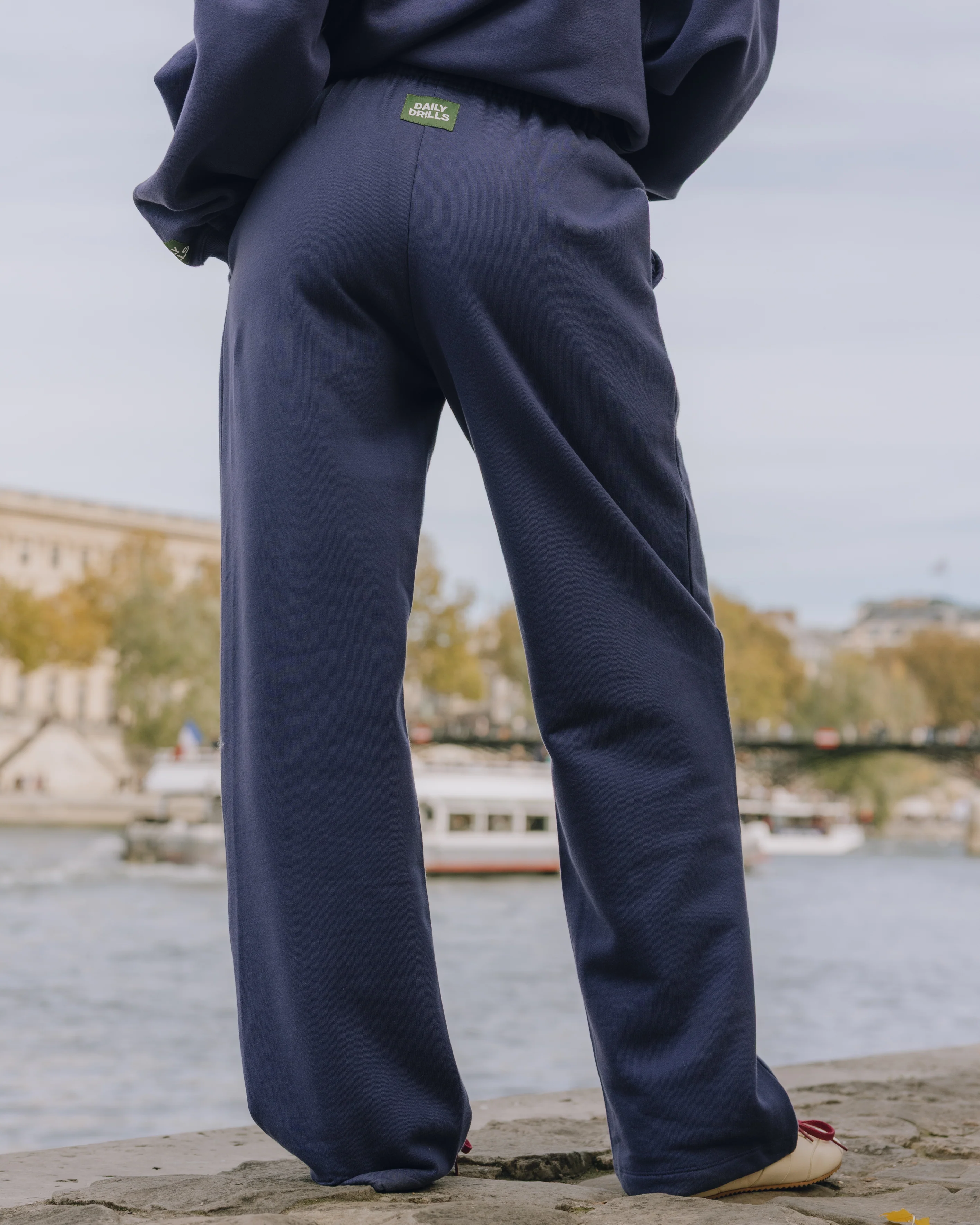 Fleece Straight Leg Sweatpants - Navy - Image 2