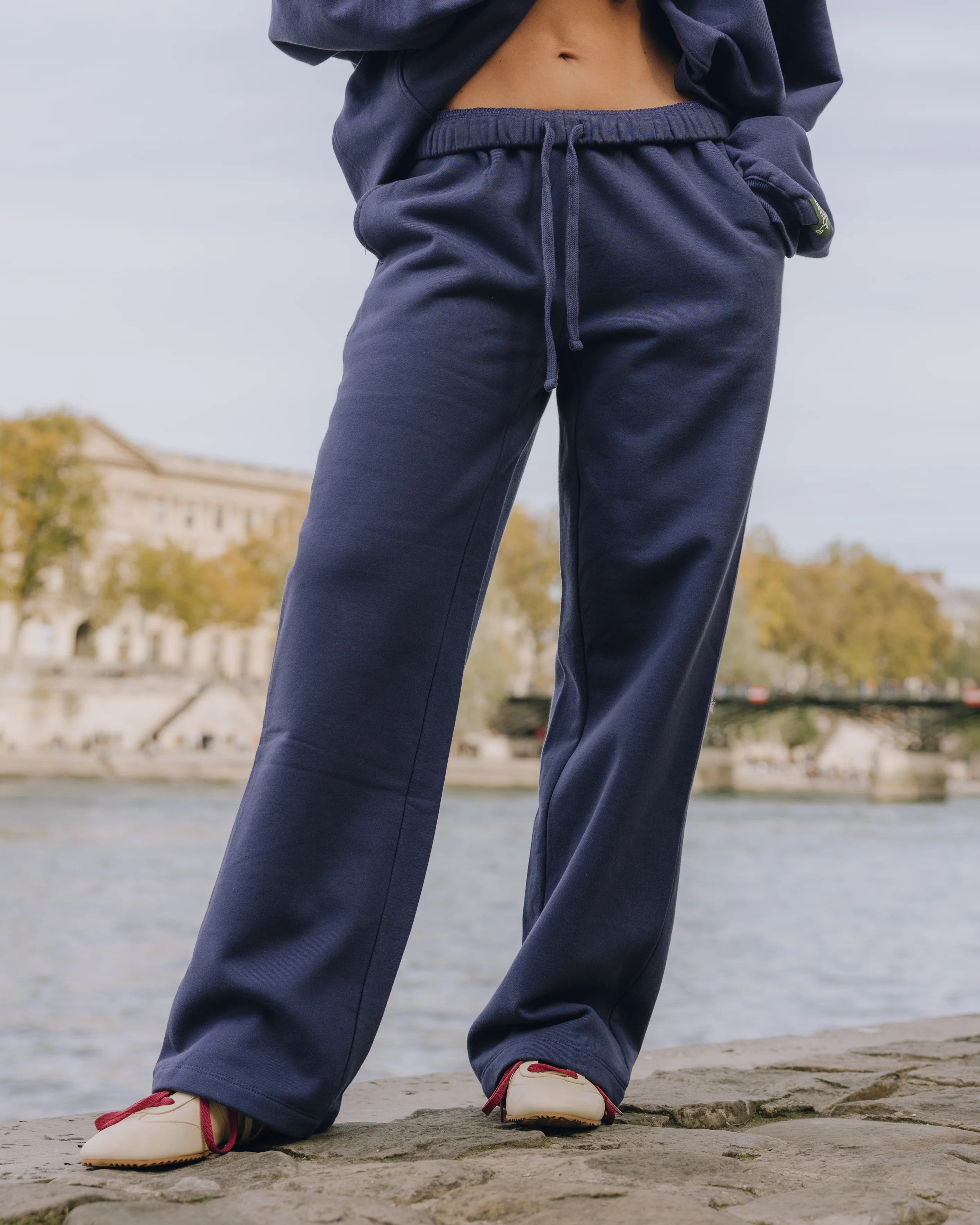 Fleece Straight Leg Sweatpants - Navy - Image 4