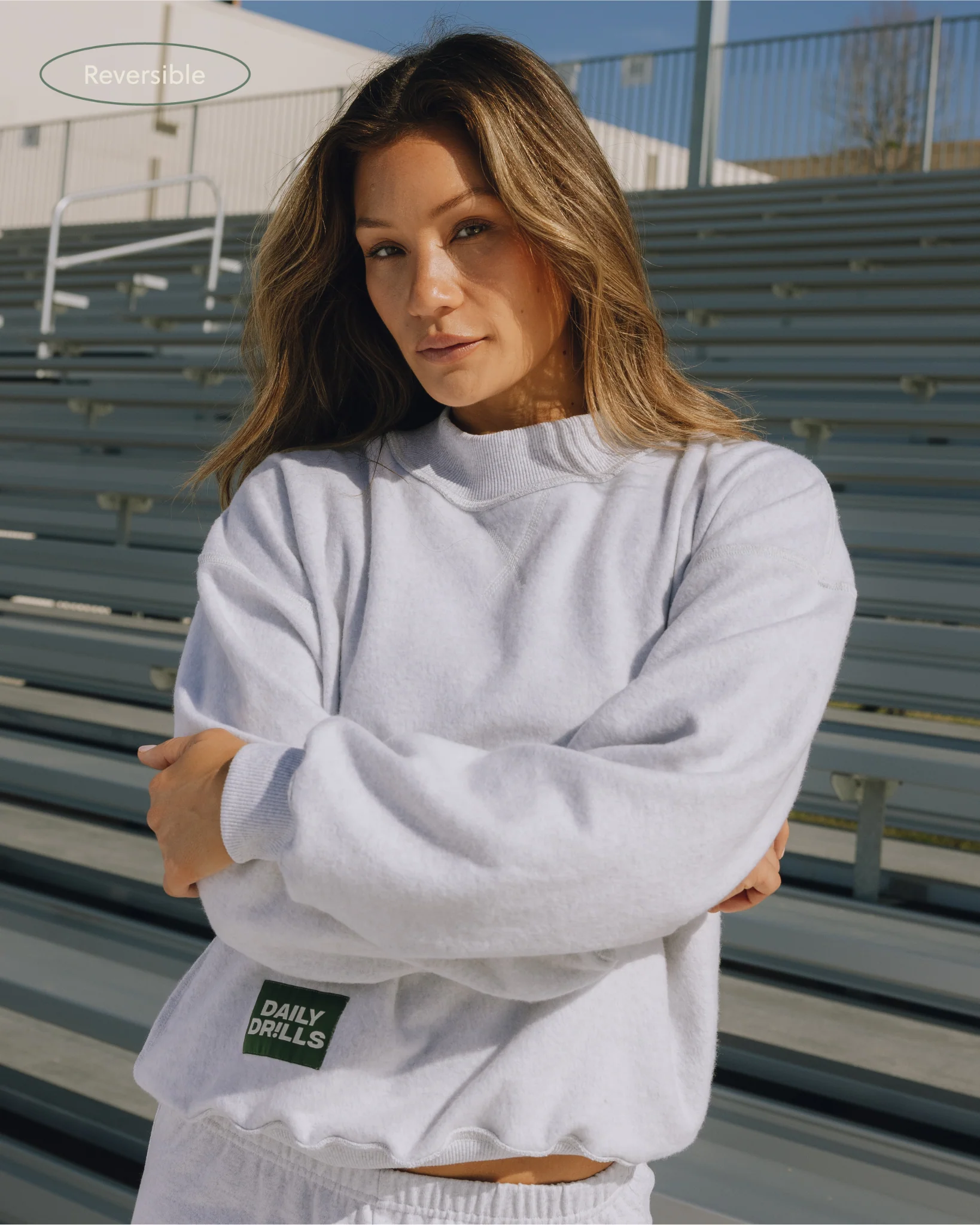 Fleece Vintage Crew - Heather Grey - Image 3