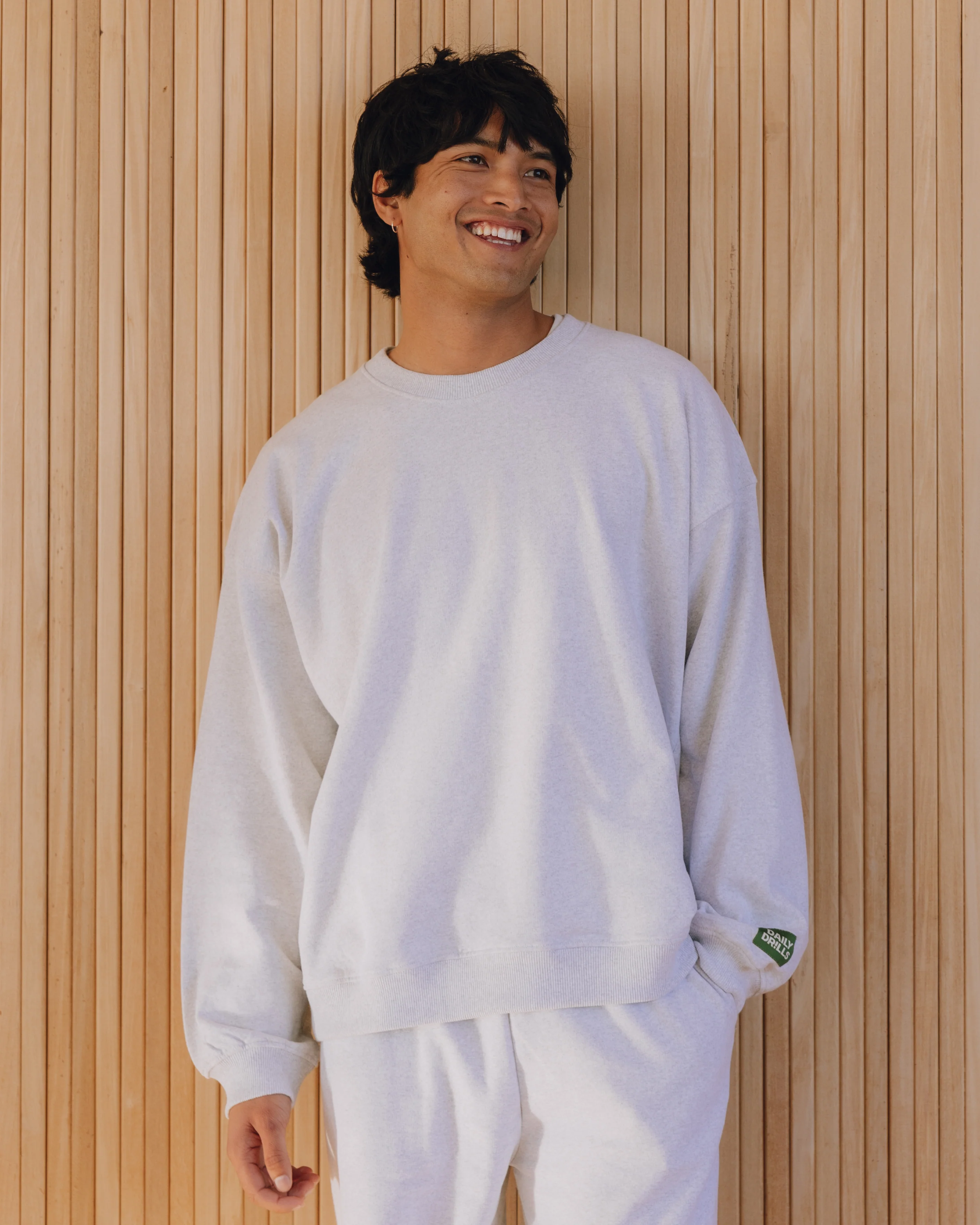 Oversized Fleece Crew - Heather Grey - Image 4
