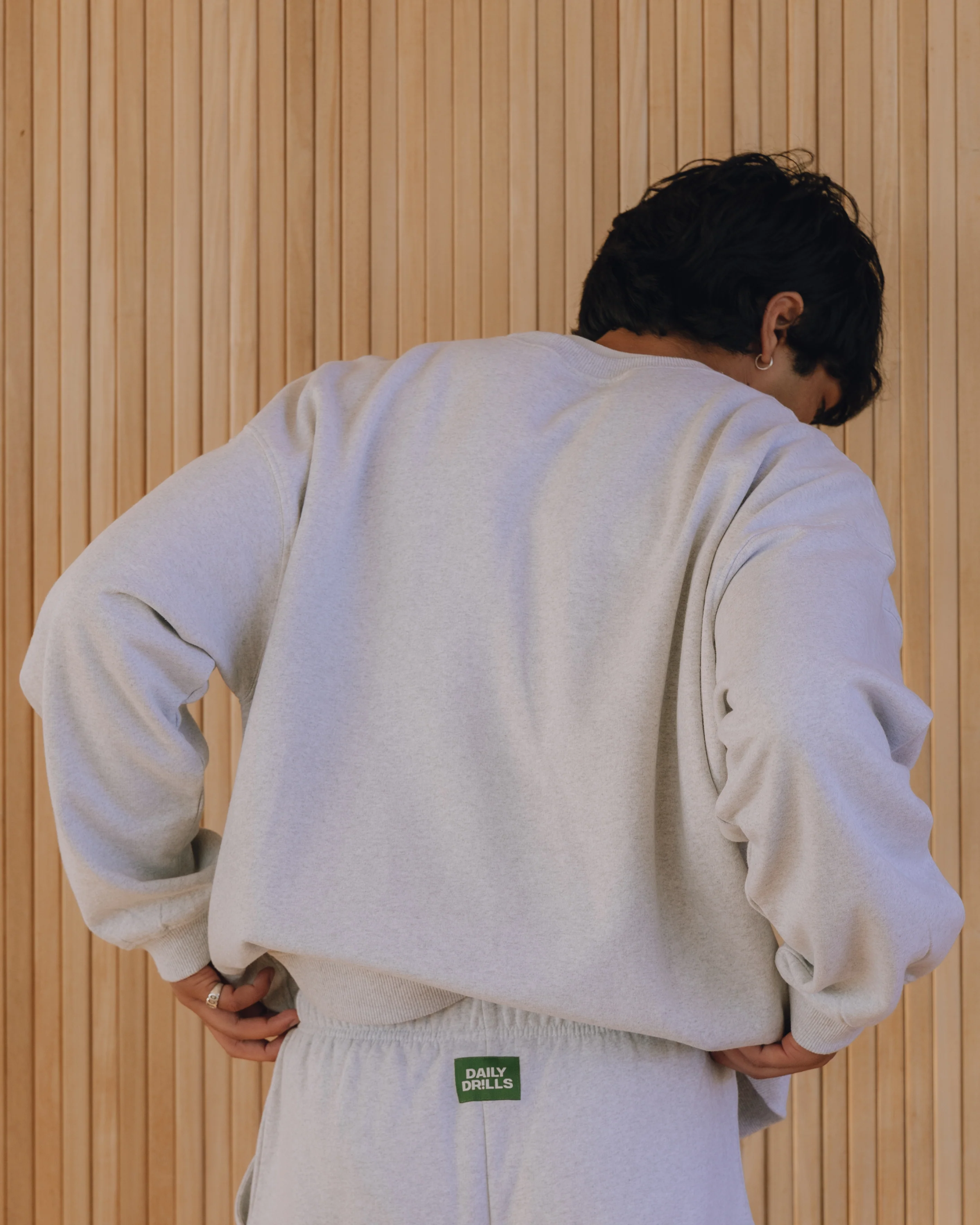 Oversized Fleece Crew - Heather Grey - Image 5