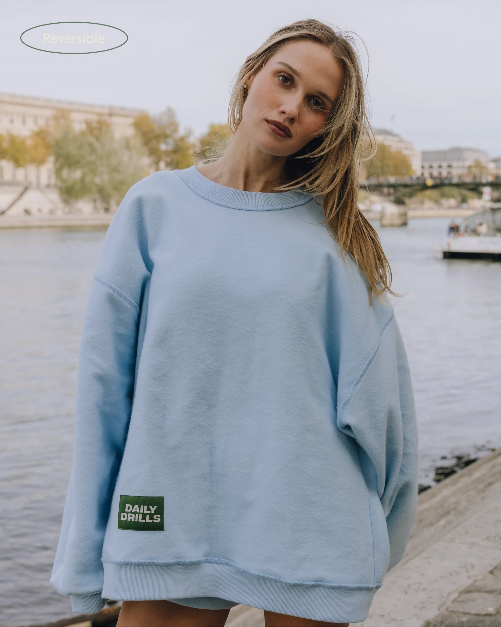 Oversized Fleece Crew - Powder - Image 3