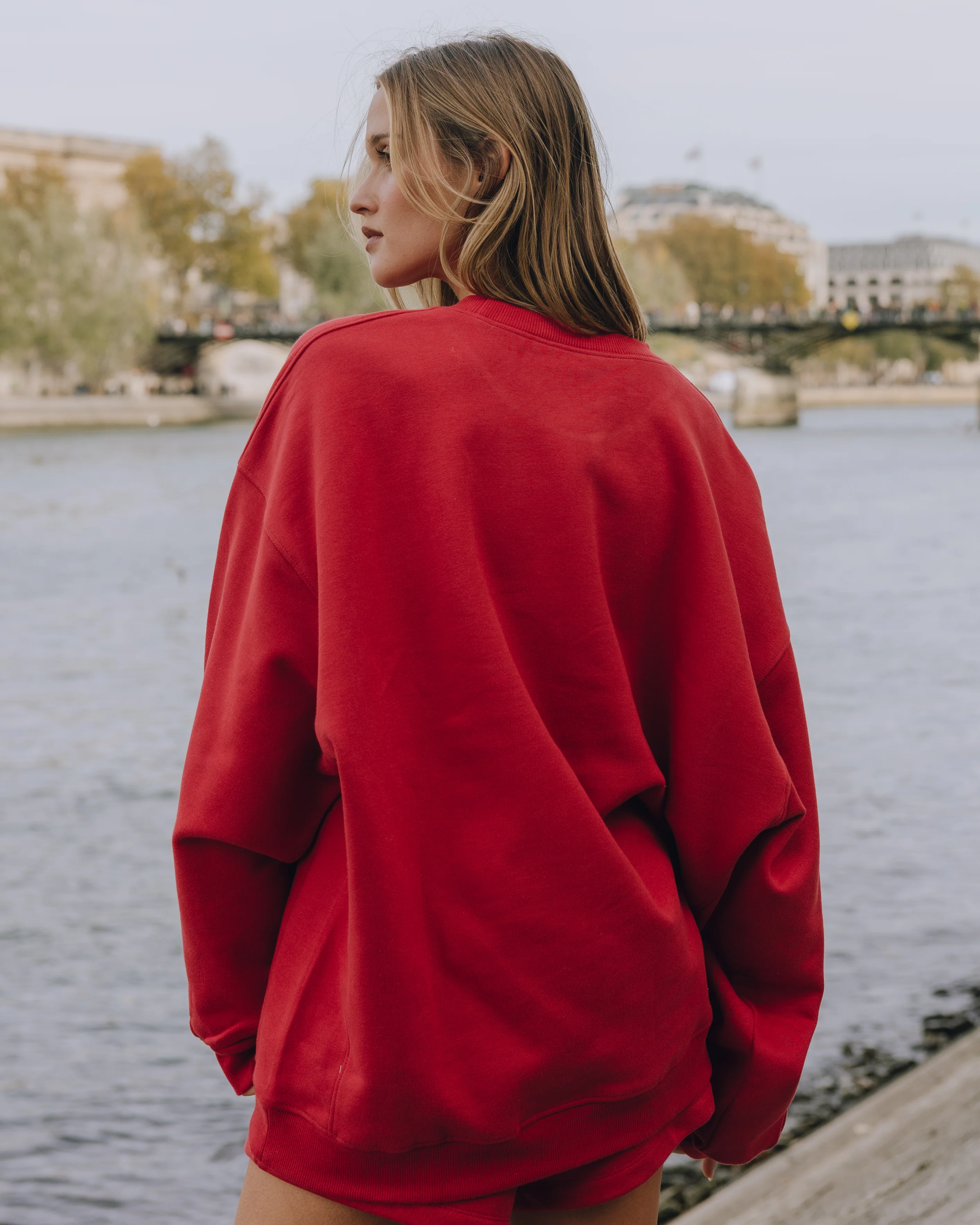 Oversized Fleece Crew - Vintage Red - Image 2