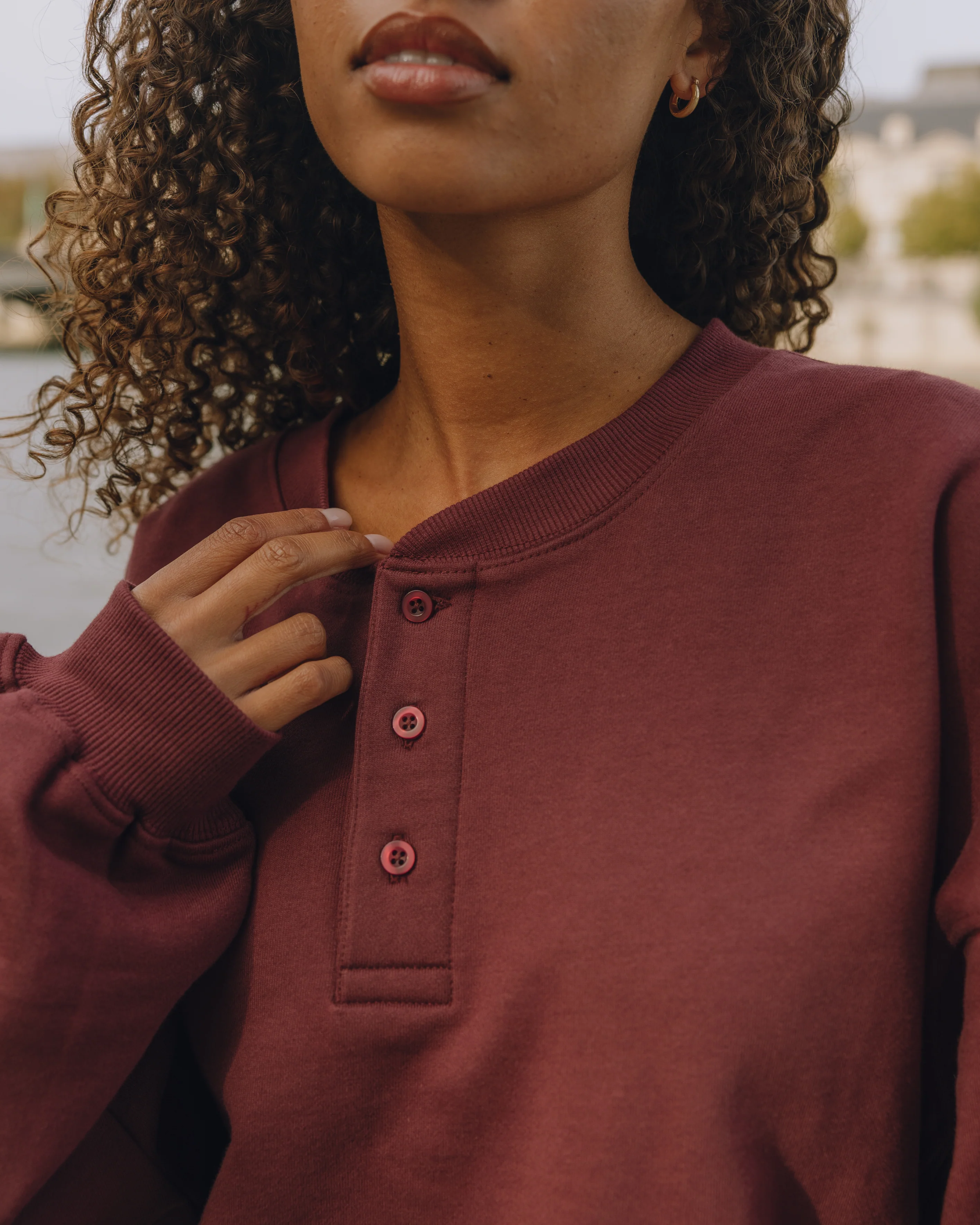 Oversized Fleece Henley - Bodega - Image 3