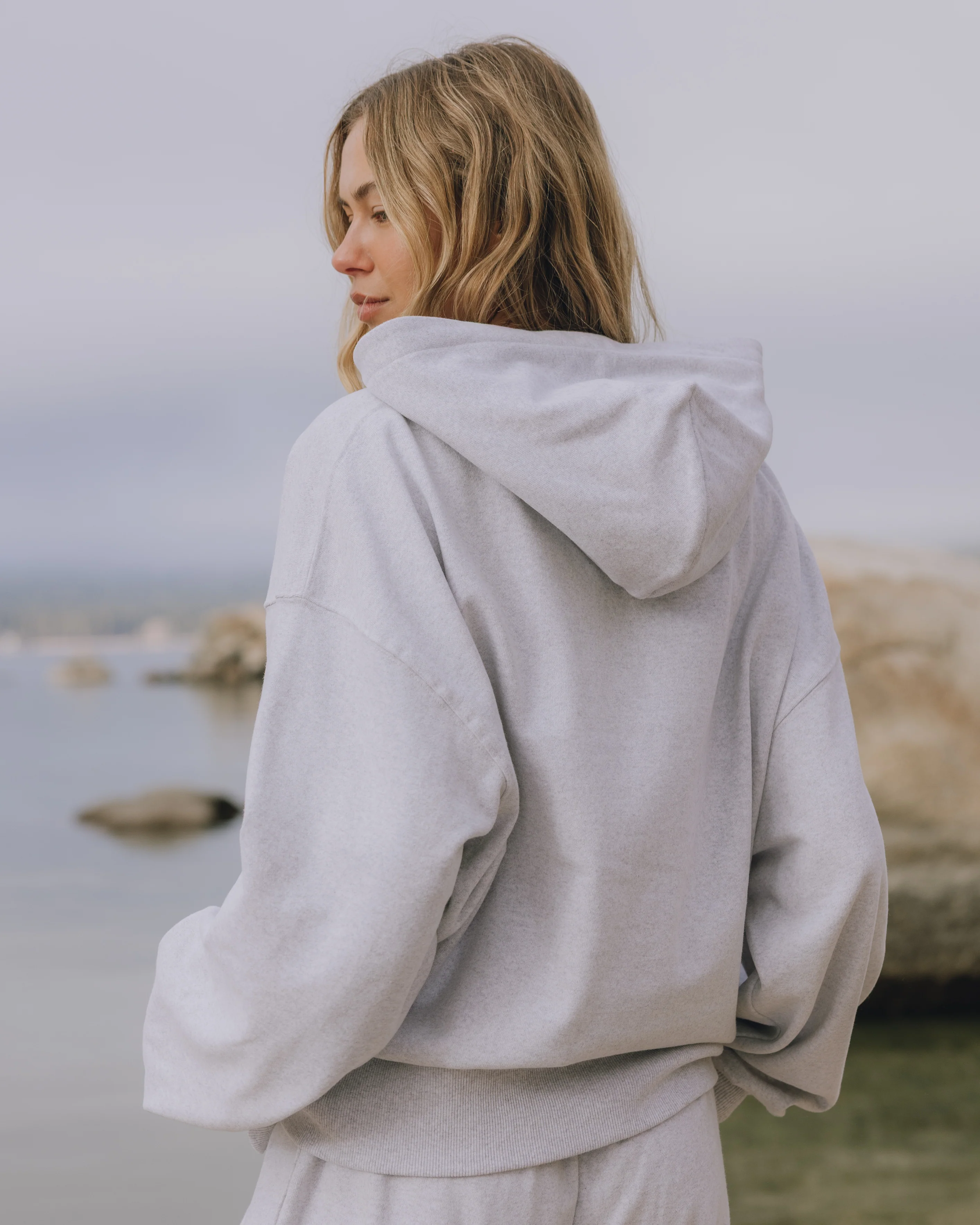 Oversized Fleece Hoodie - Heather Grey - Image 2