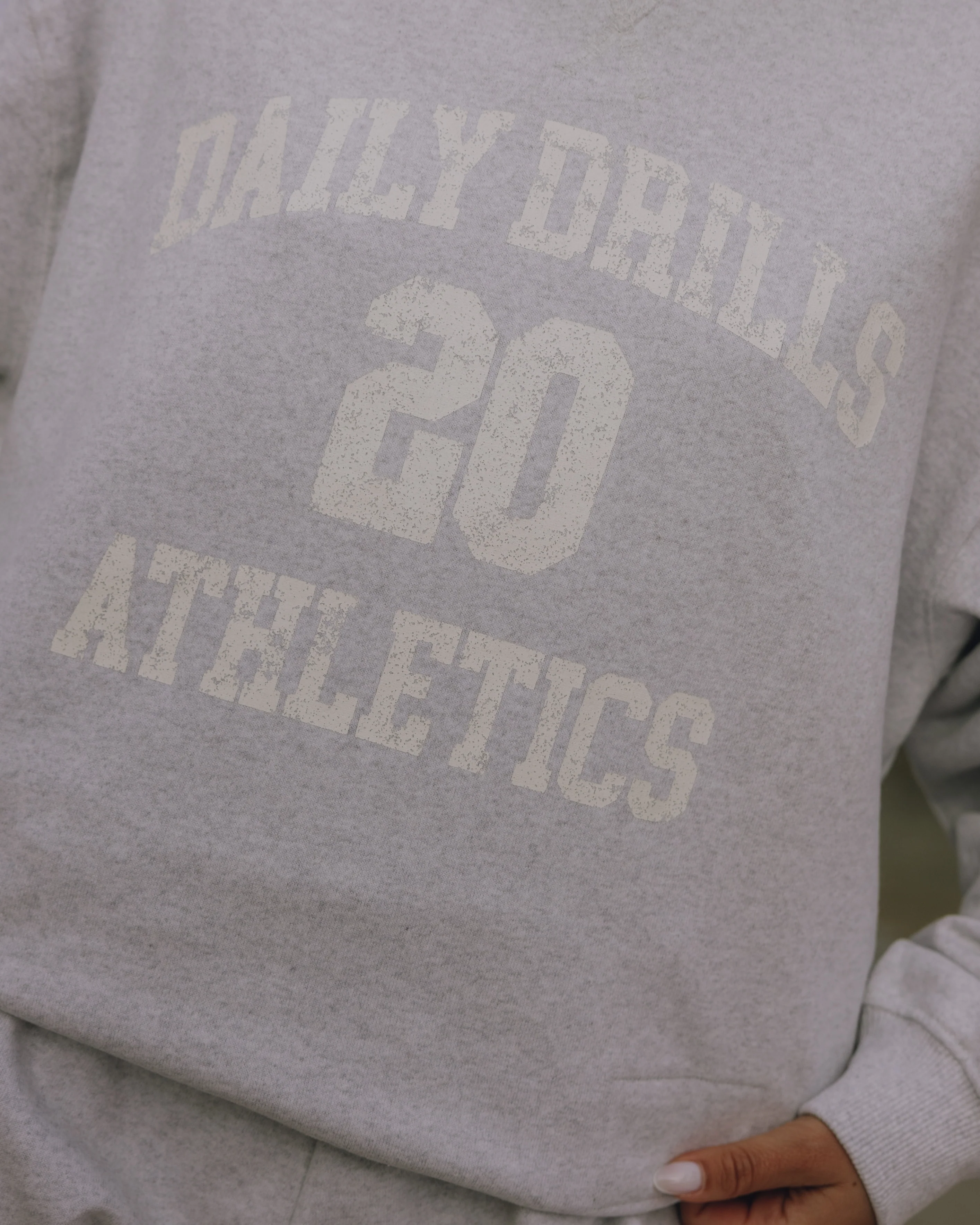 Oversized Fleece Vintage Athletics Crew - Heather Grey - Image 3