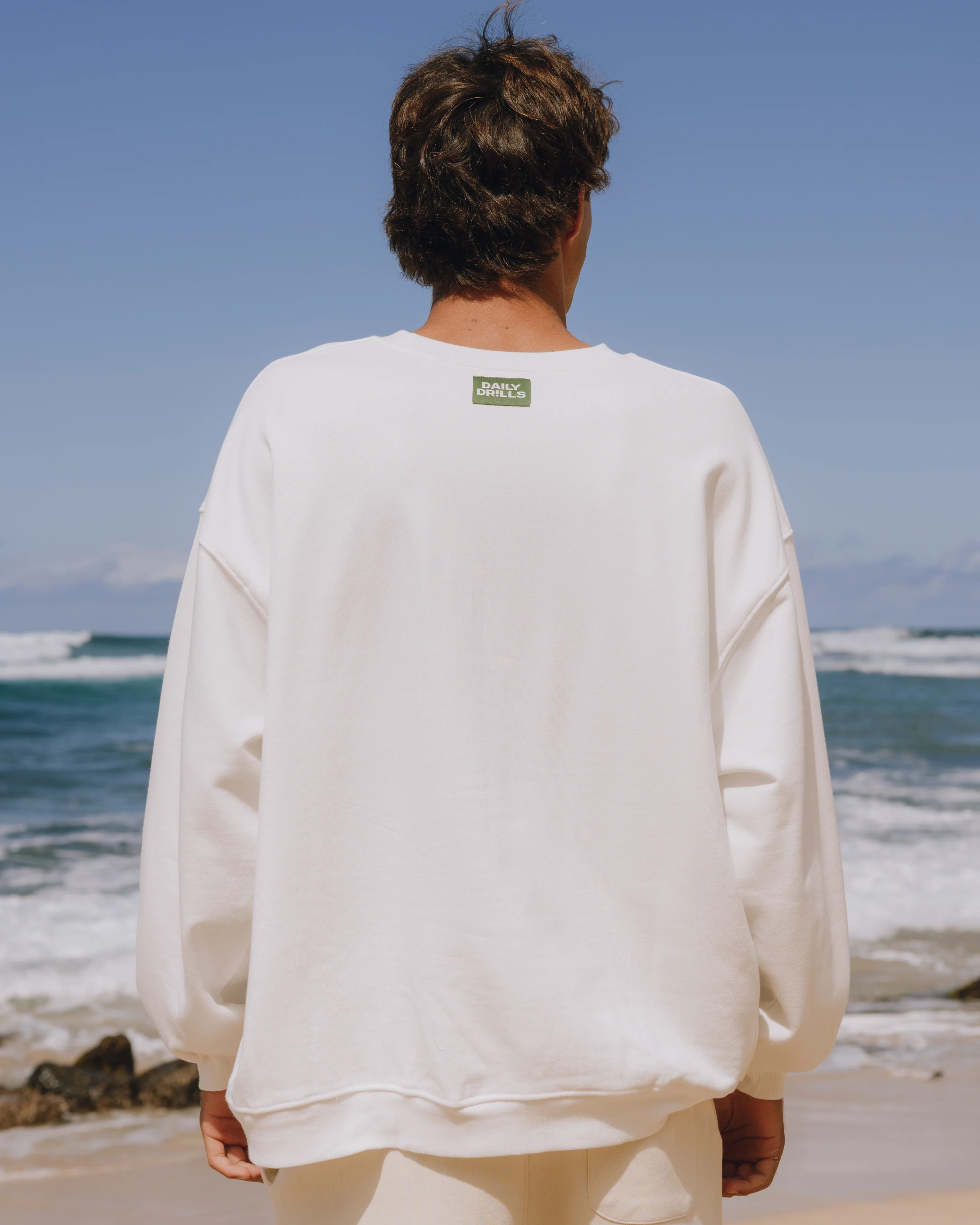 Oversized Sport Crew - Raw White with DD Green - Image 4