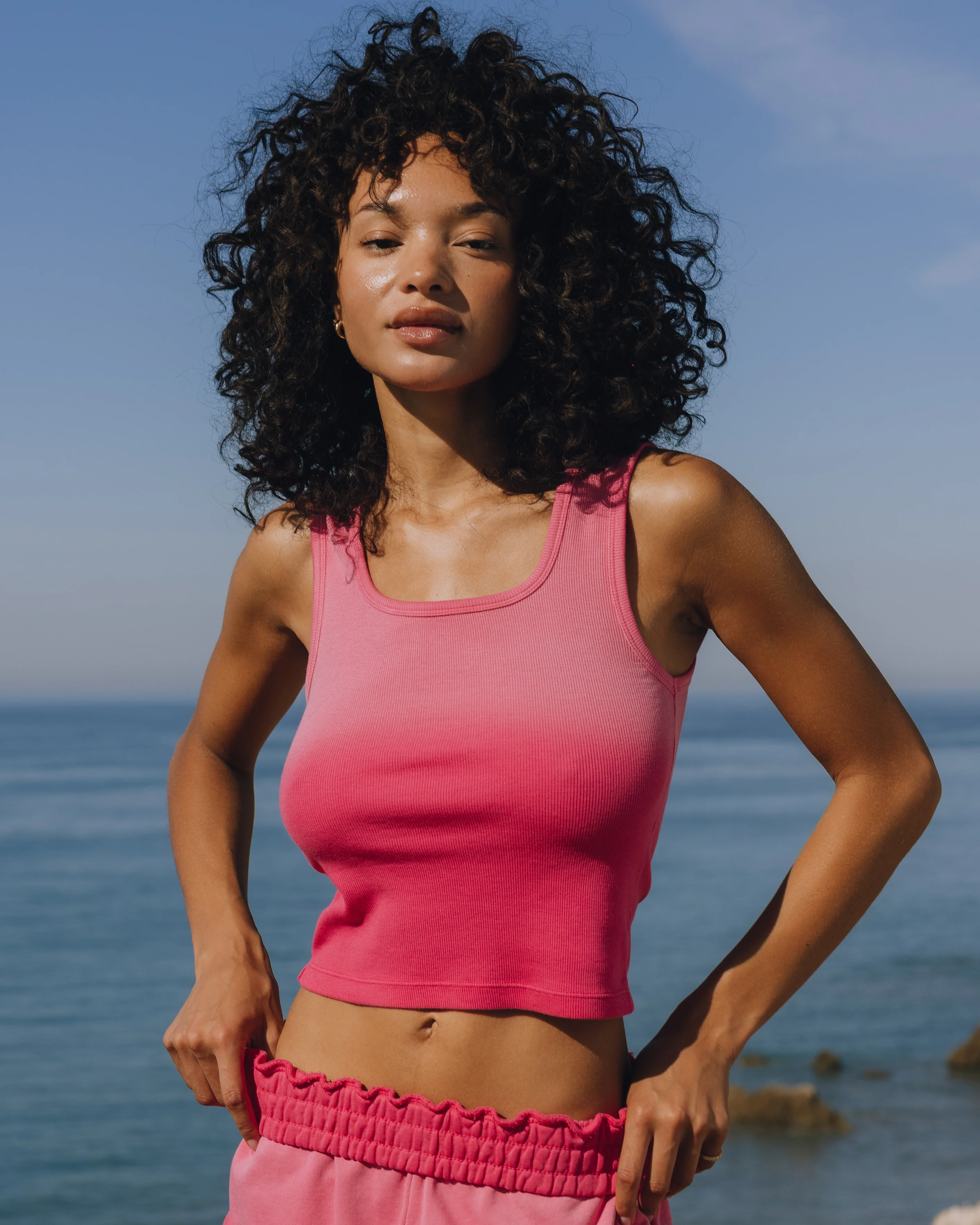 Square Neck Tank - Sunsoaked Hot Shot with Monochrome Patch