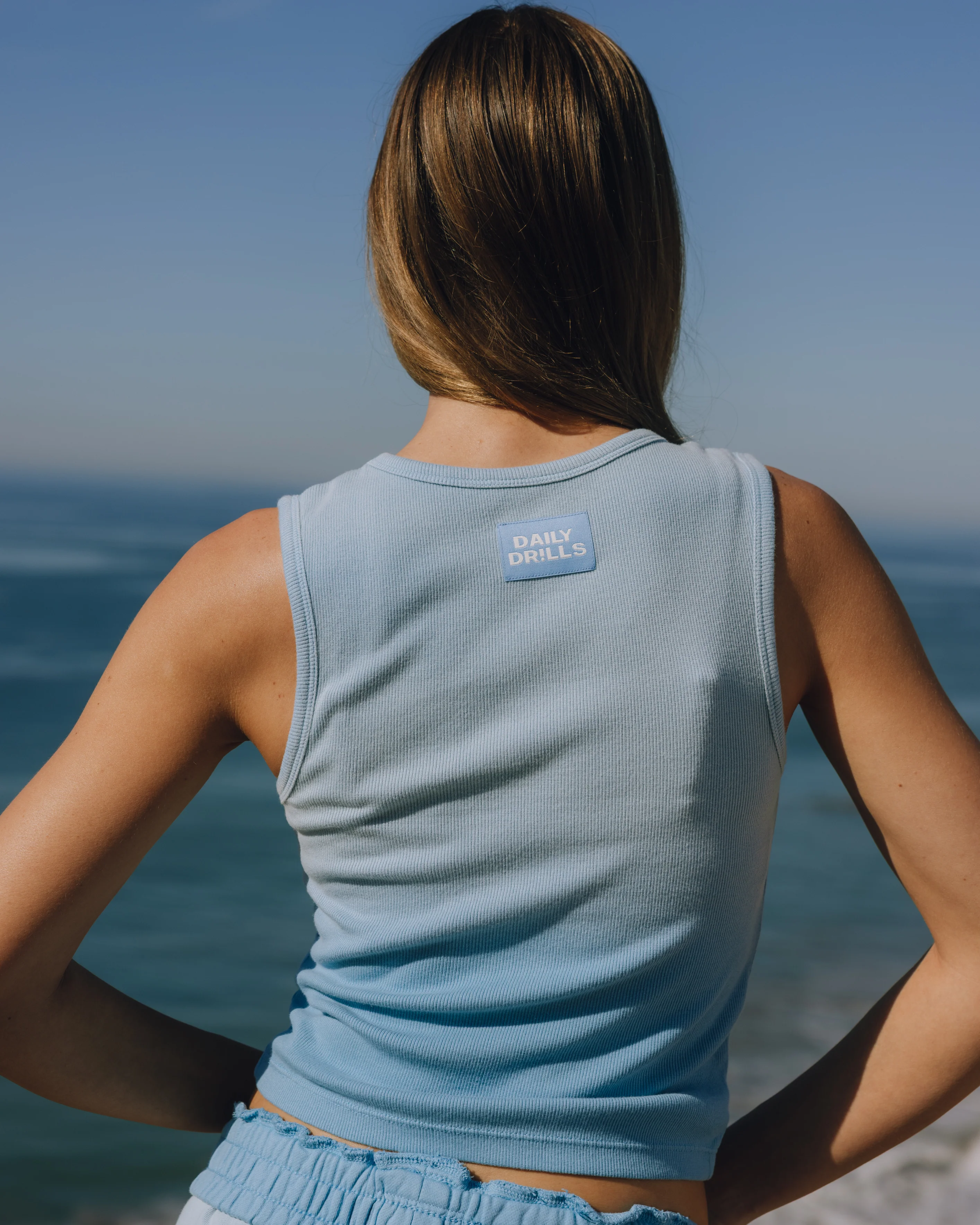 Square Neck Tank - Sunsoaked Malibu with Monochrome Patch - Image 2