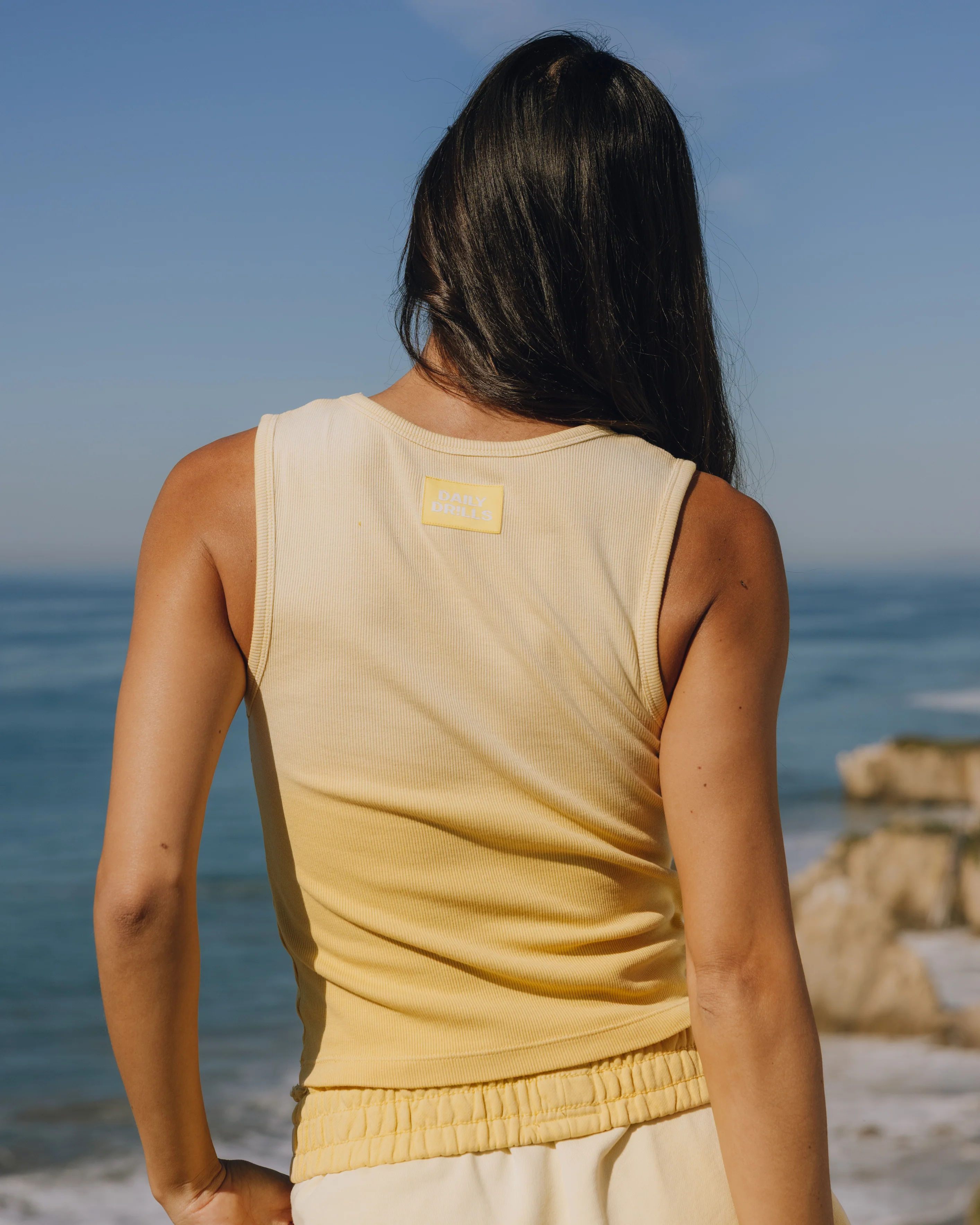 Square Neck Tank - Sunsoaked Sunny with Monochrome Patch - Image 2
