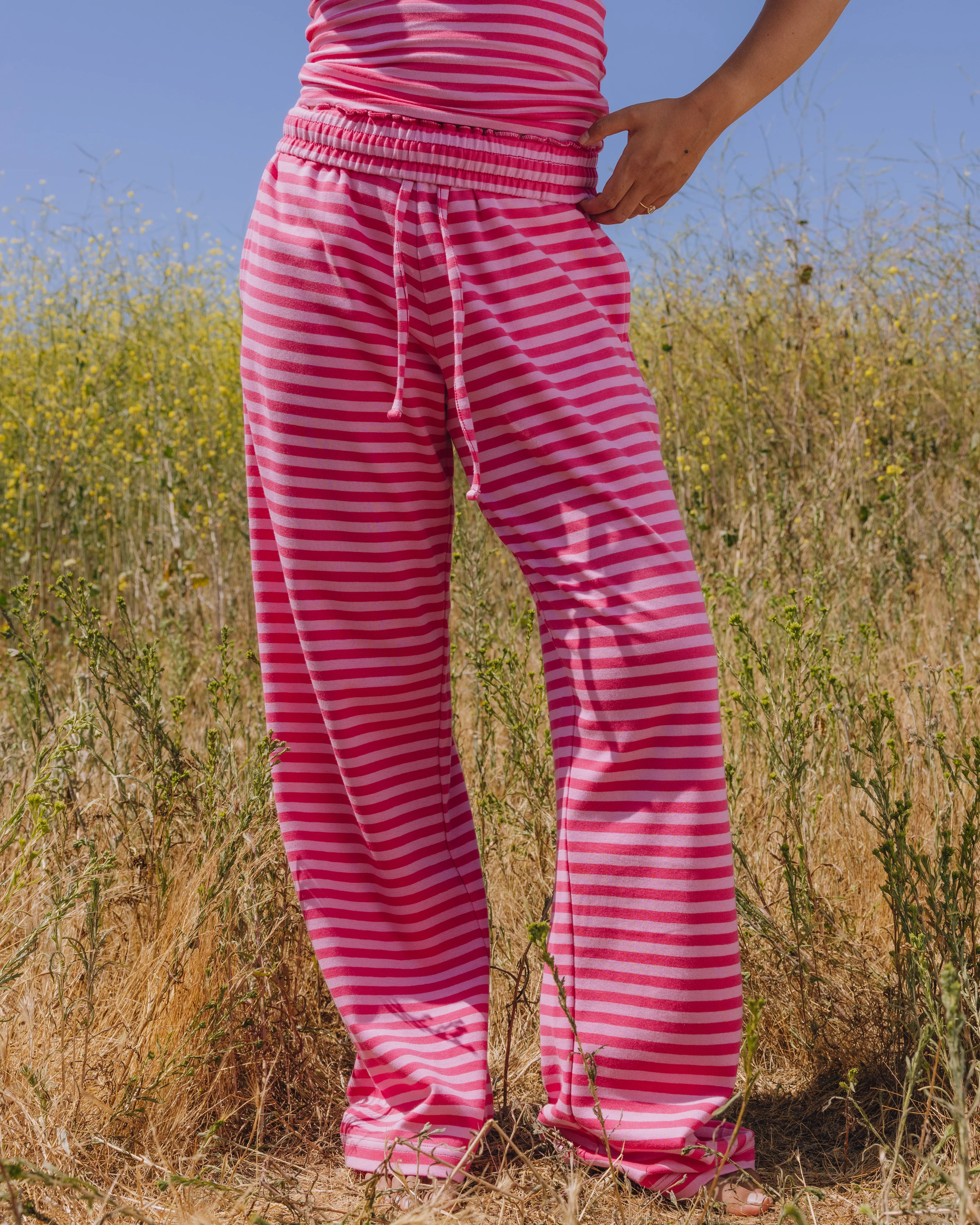 Striped Cotton Pants - Hot Shot + Taffy Stripe - Image 3