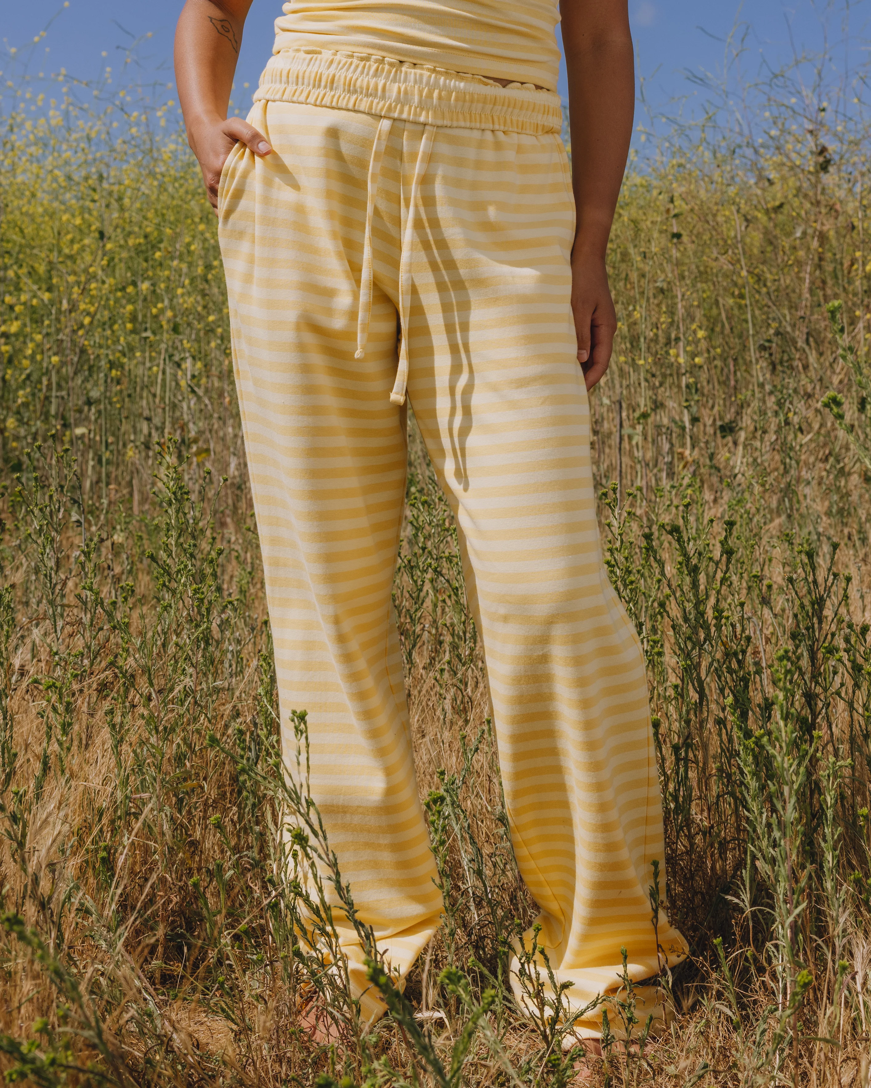 Striped Cotton Pants - Sunny + Butter Stripe - Image 3