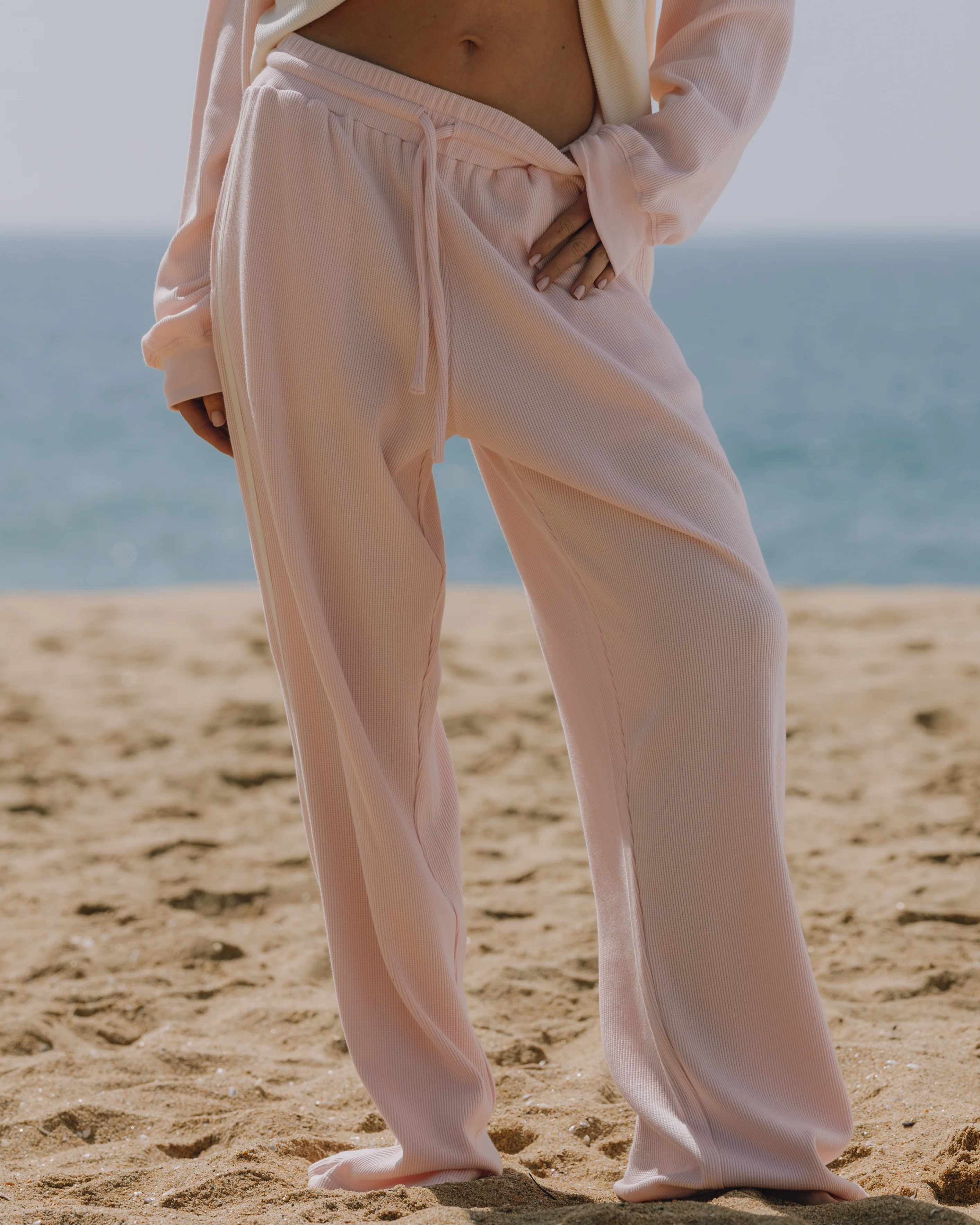 Thermal Resort Pants with Stripes - Cupid + Cream - Image 4