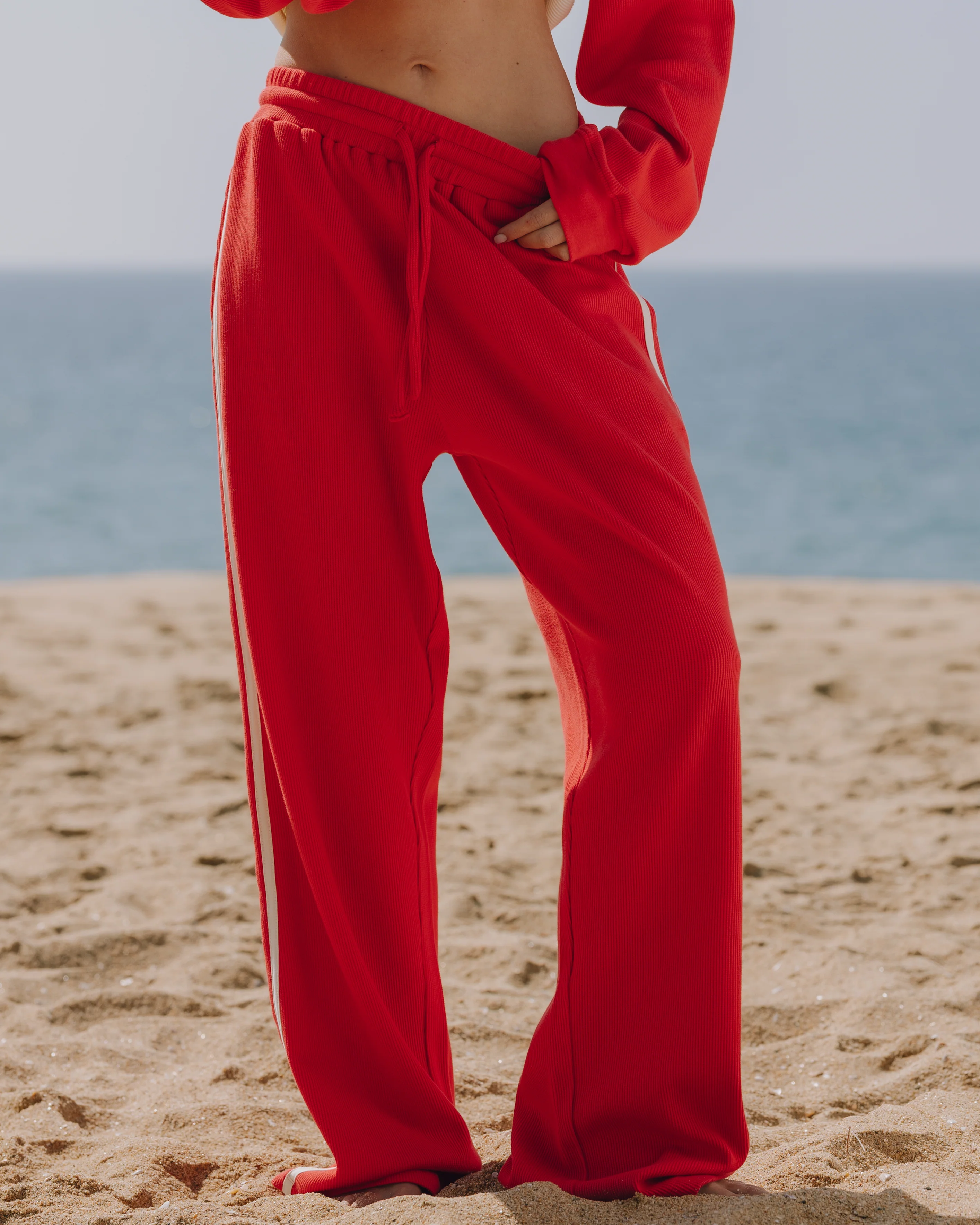 Thermal Resort Pants with Stripes - Heart + Cream - Image 4