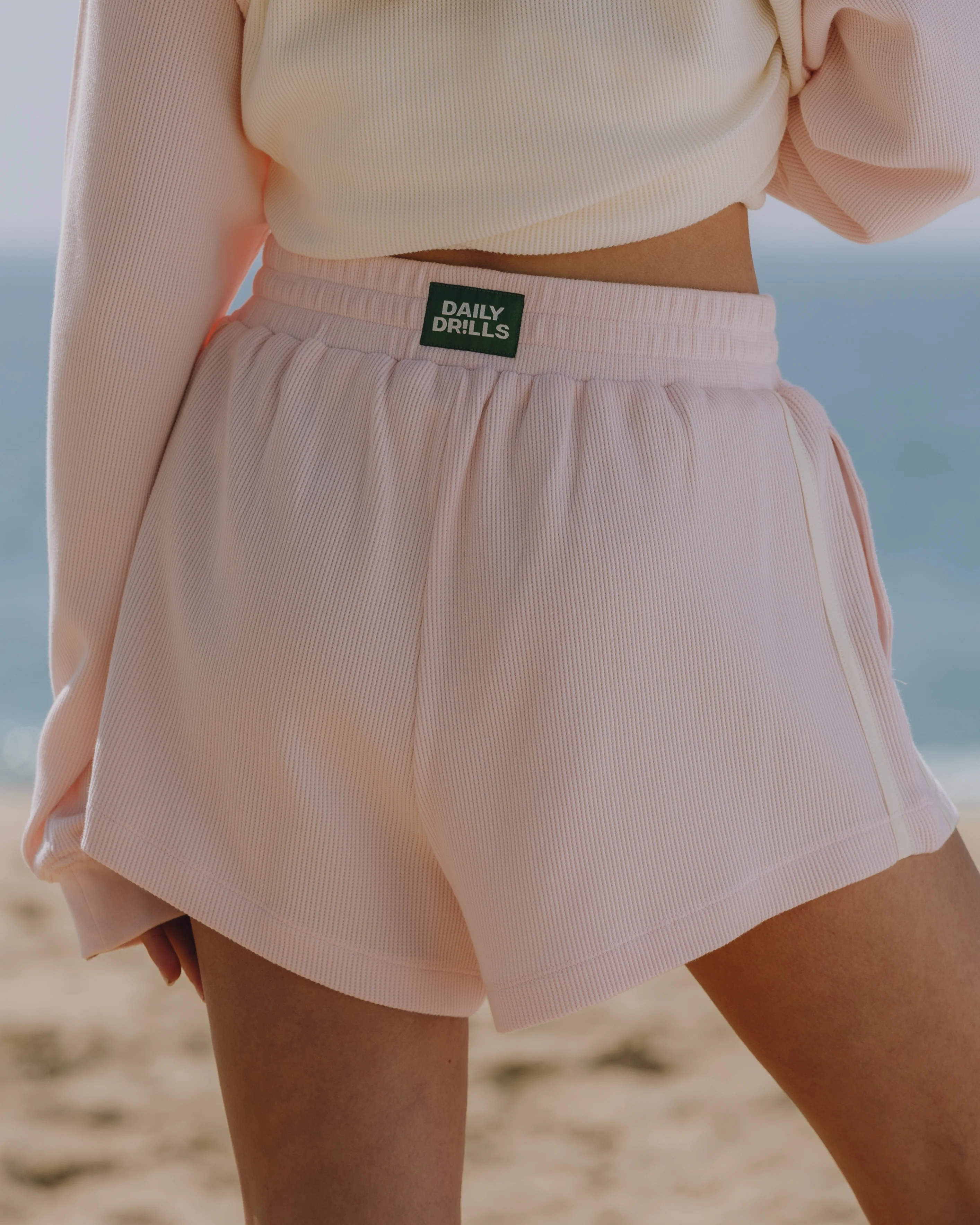 Thermal Resort Shorts with Stripes - Cupid + Cream - Image 3