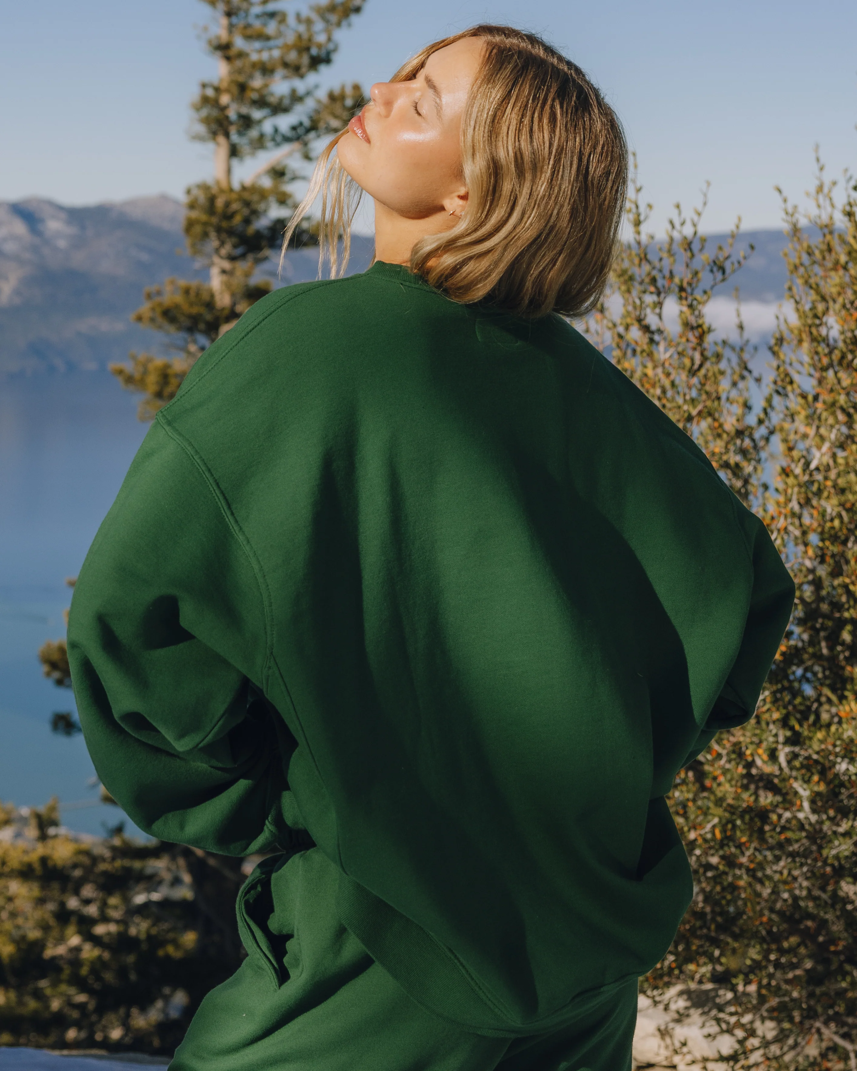 Unisex Oversized Crew - Forest Green - Image 2