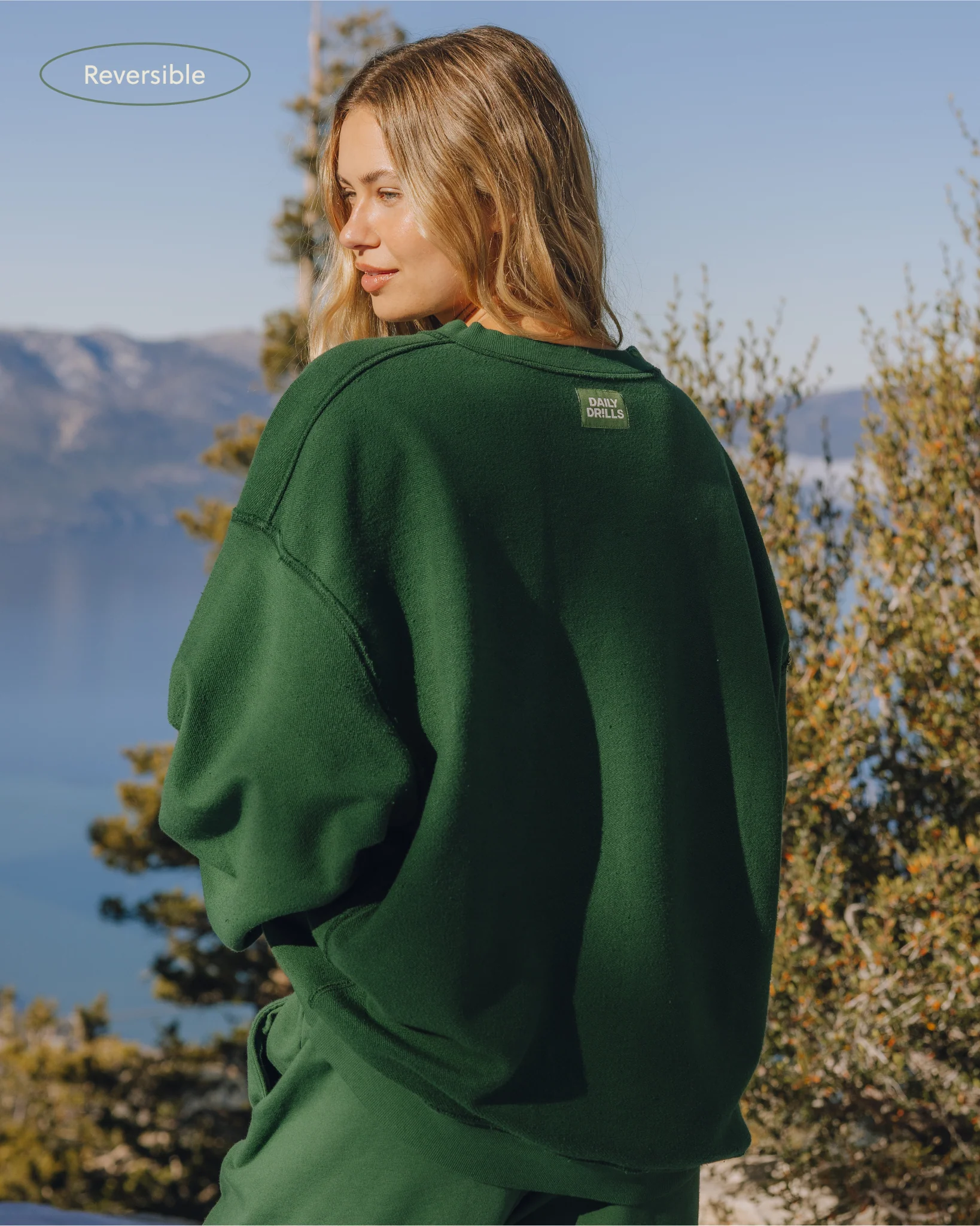 Unisex Oversized Crew - Forest Green - Image 3