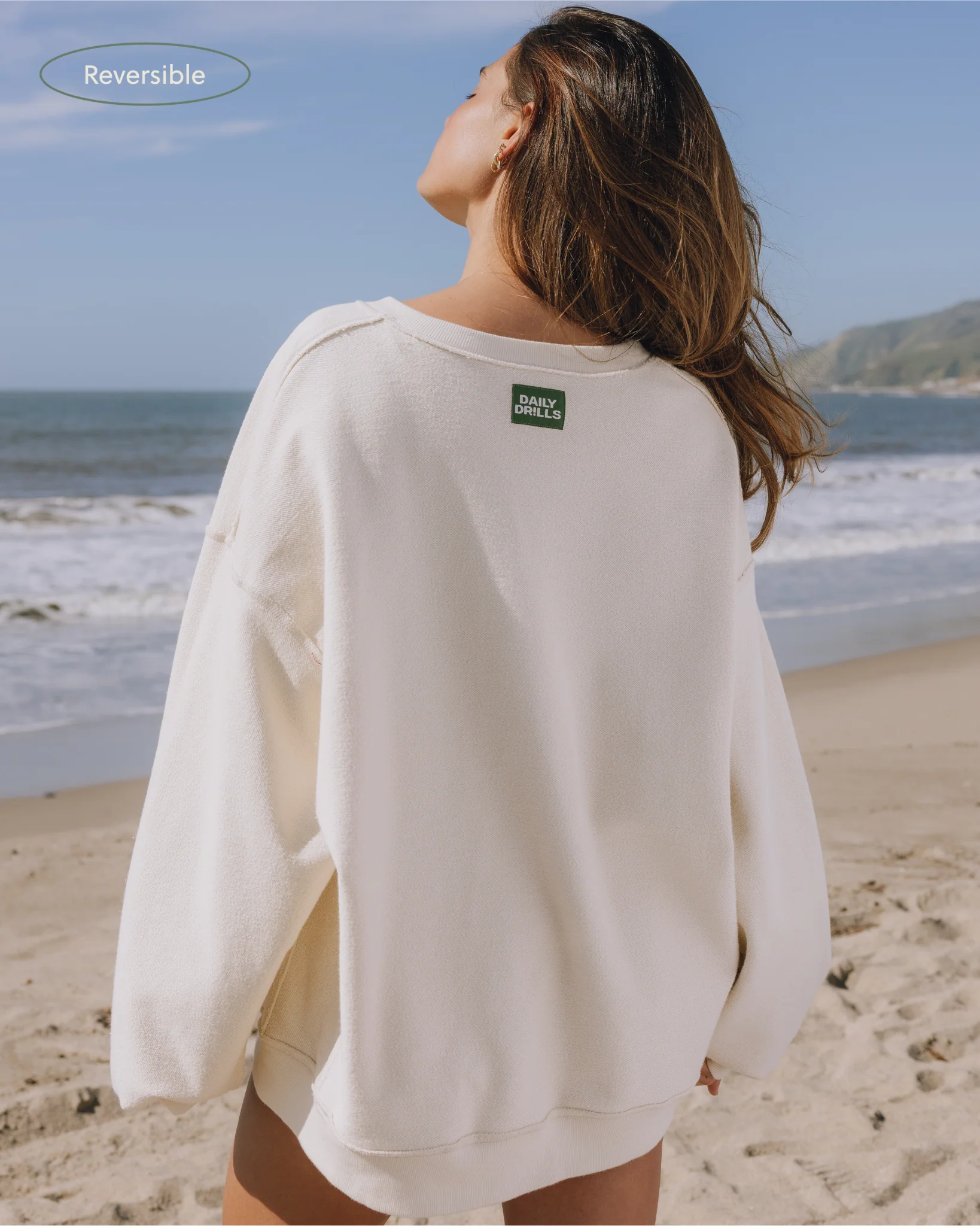 Unisex Oversized Crew - Sand - Image 3