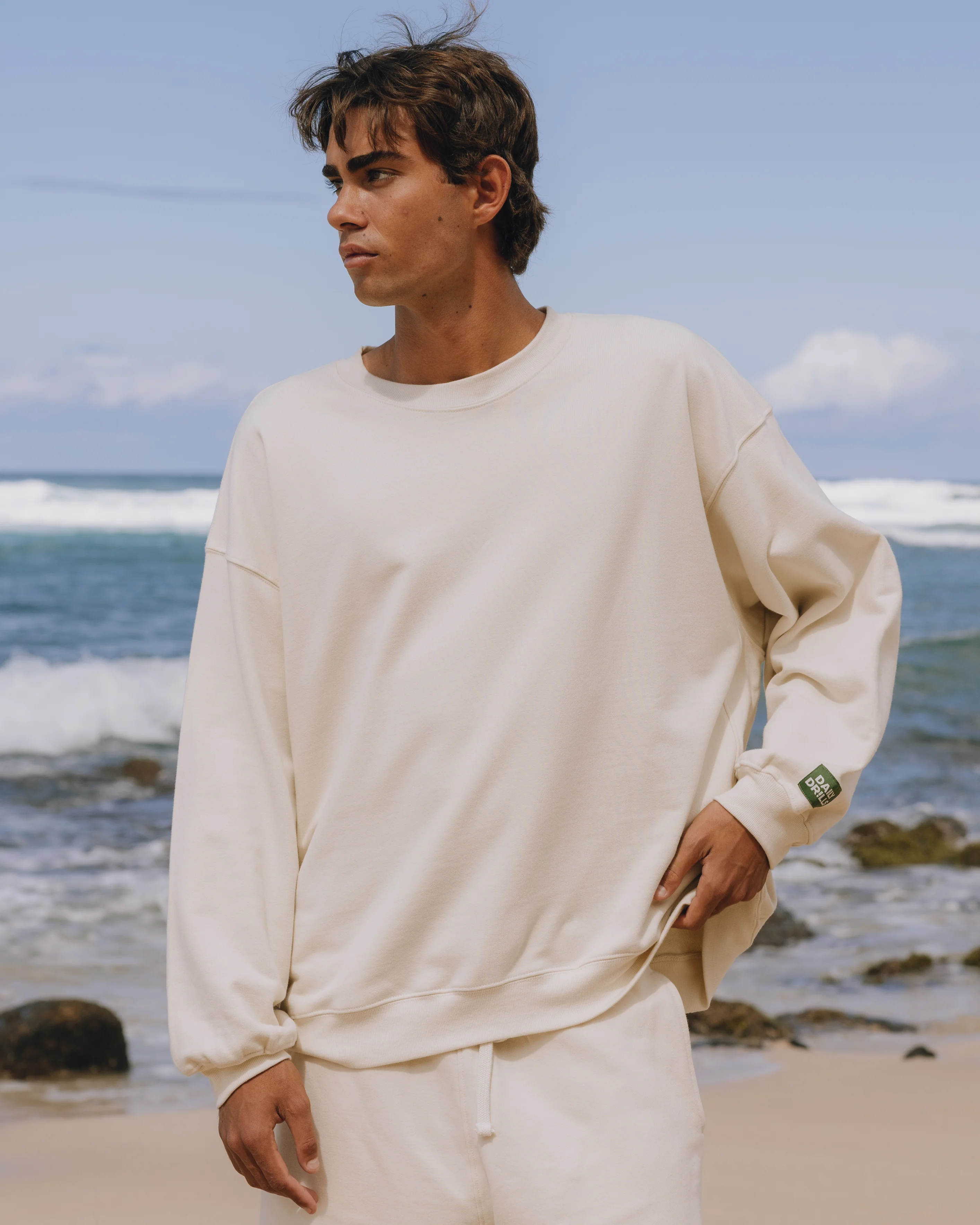 Unisex Oversized Crew - Sand - Image 4