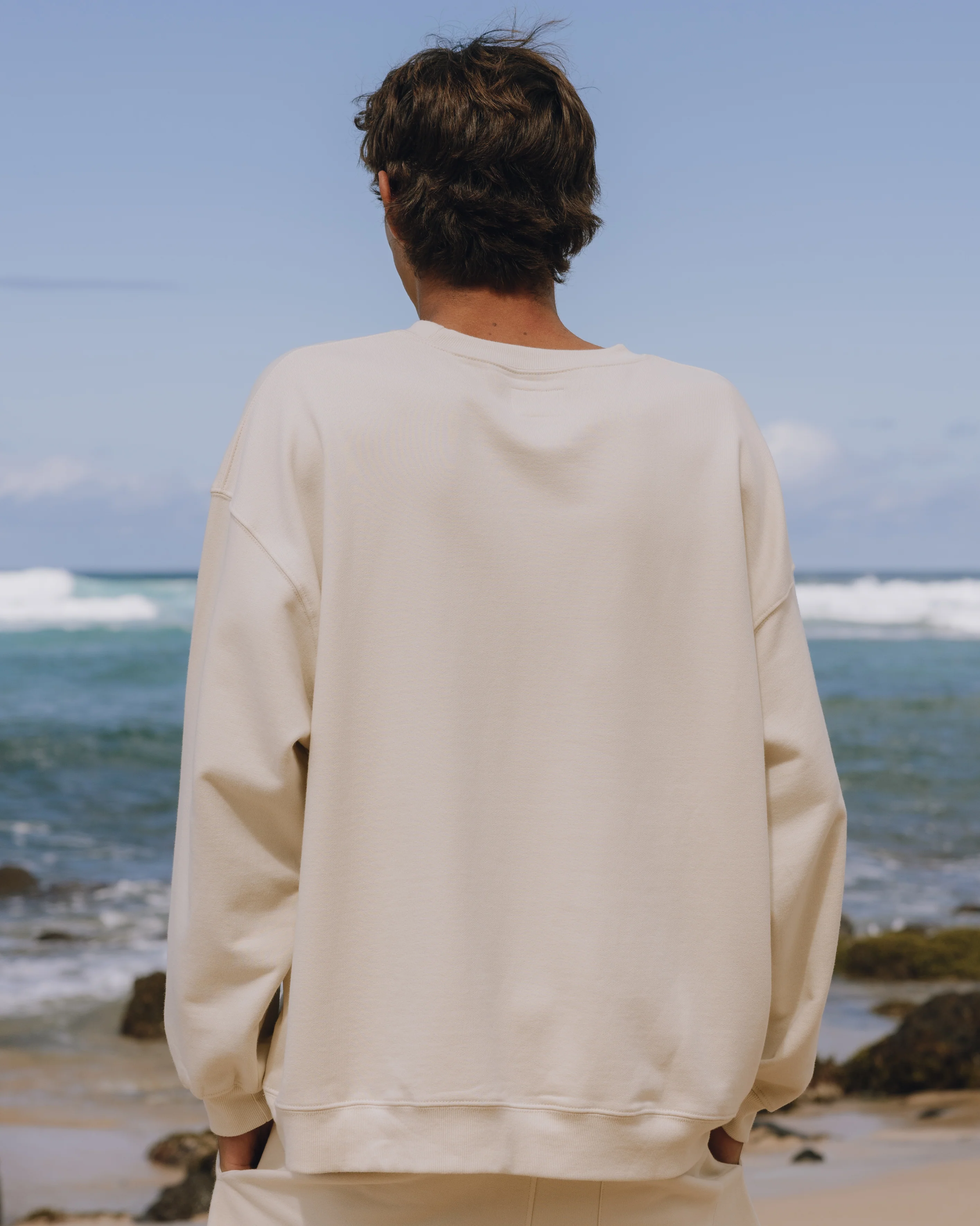 Unisex Oversized Crew - Sand - Image 5