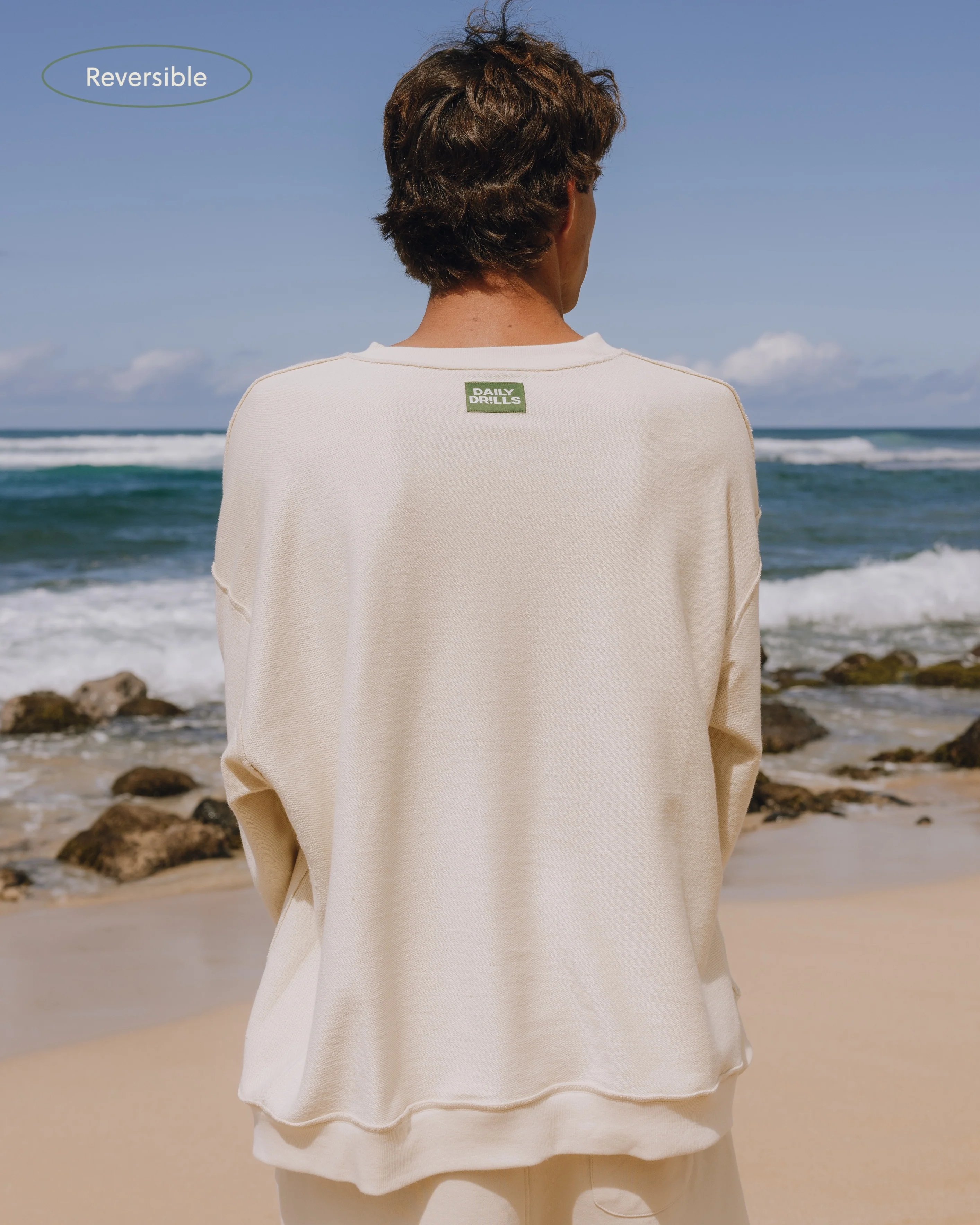 Unisex Oversized Crew - Sand - Image 6