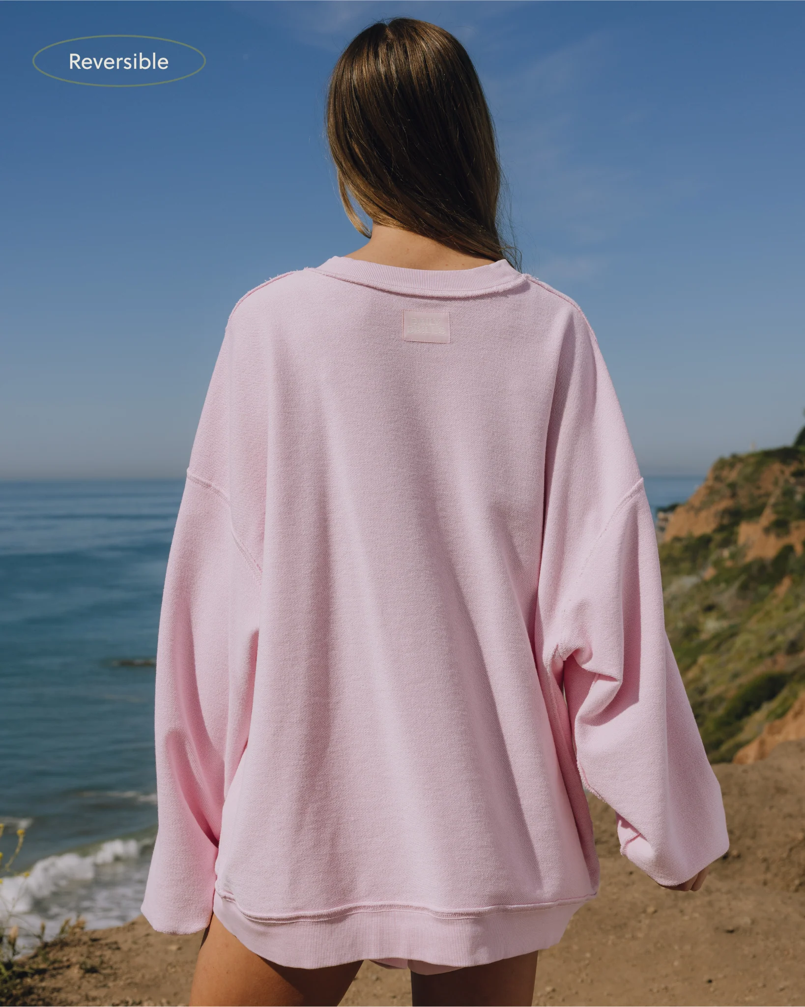Unisex Oversized Crew - Sunsoaked Cupid with Monochrome Patch - Image 3