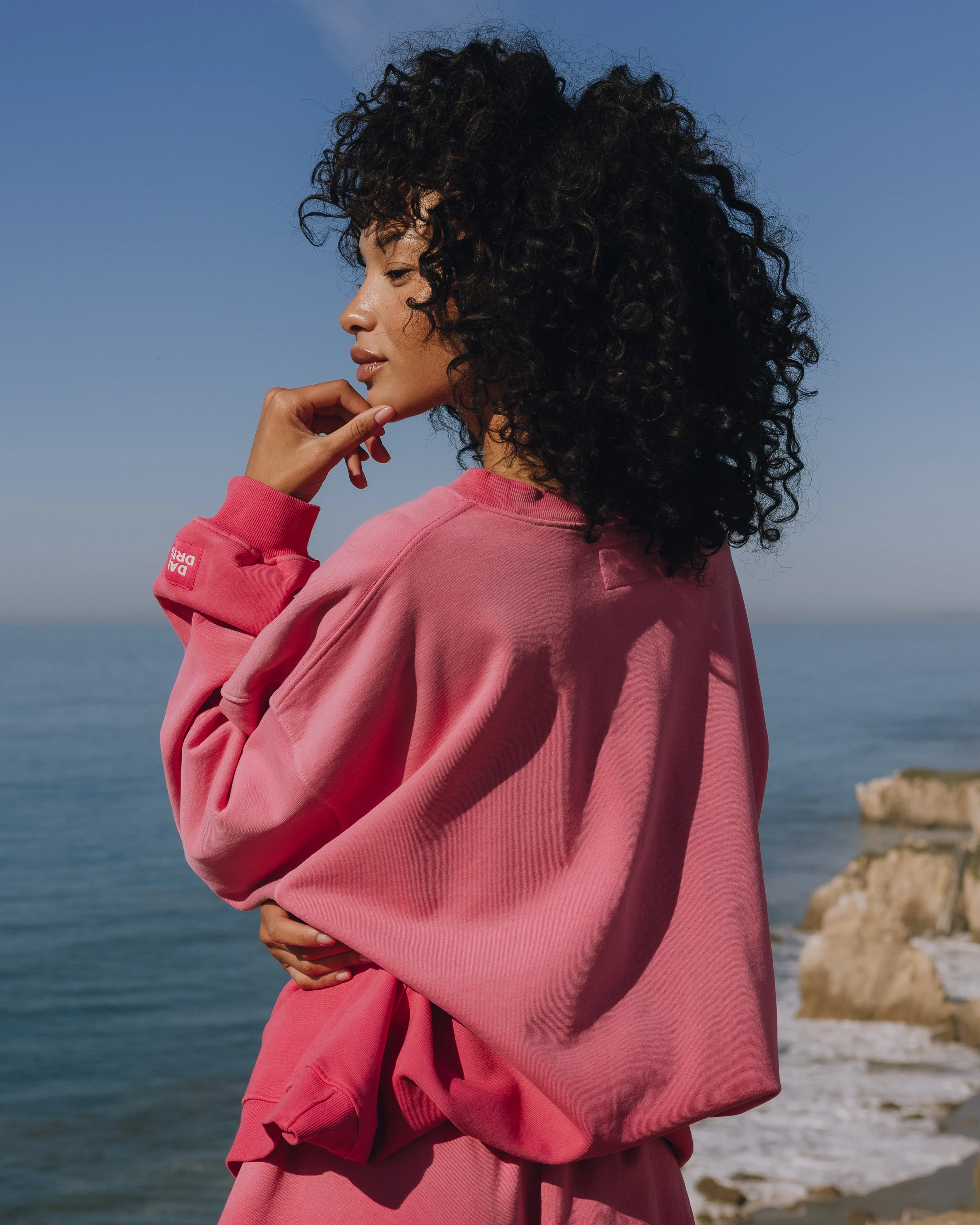 Unisex Oversized Crew - Sunsoaked Hot Shot with Monochrome Patch - Image 2