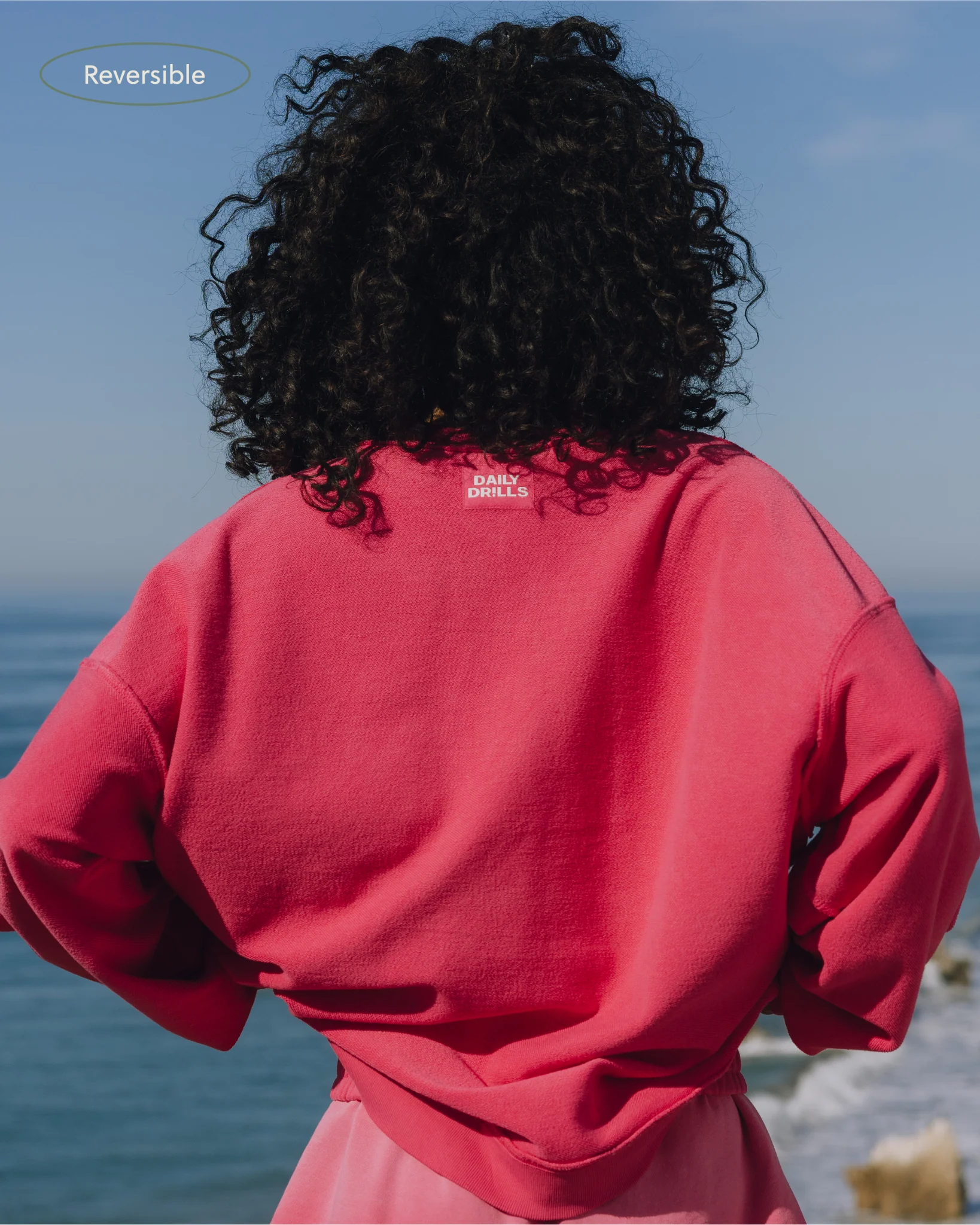 Unisex Oversized Crew - Sunsoaked Hot Shot with Monochrome Patch - Image 3