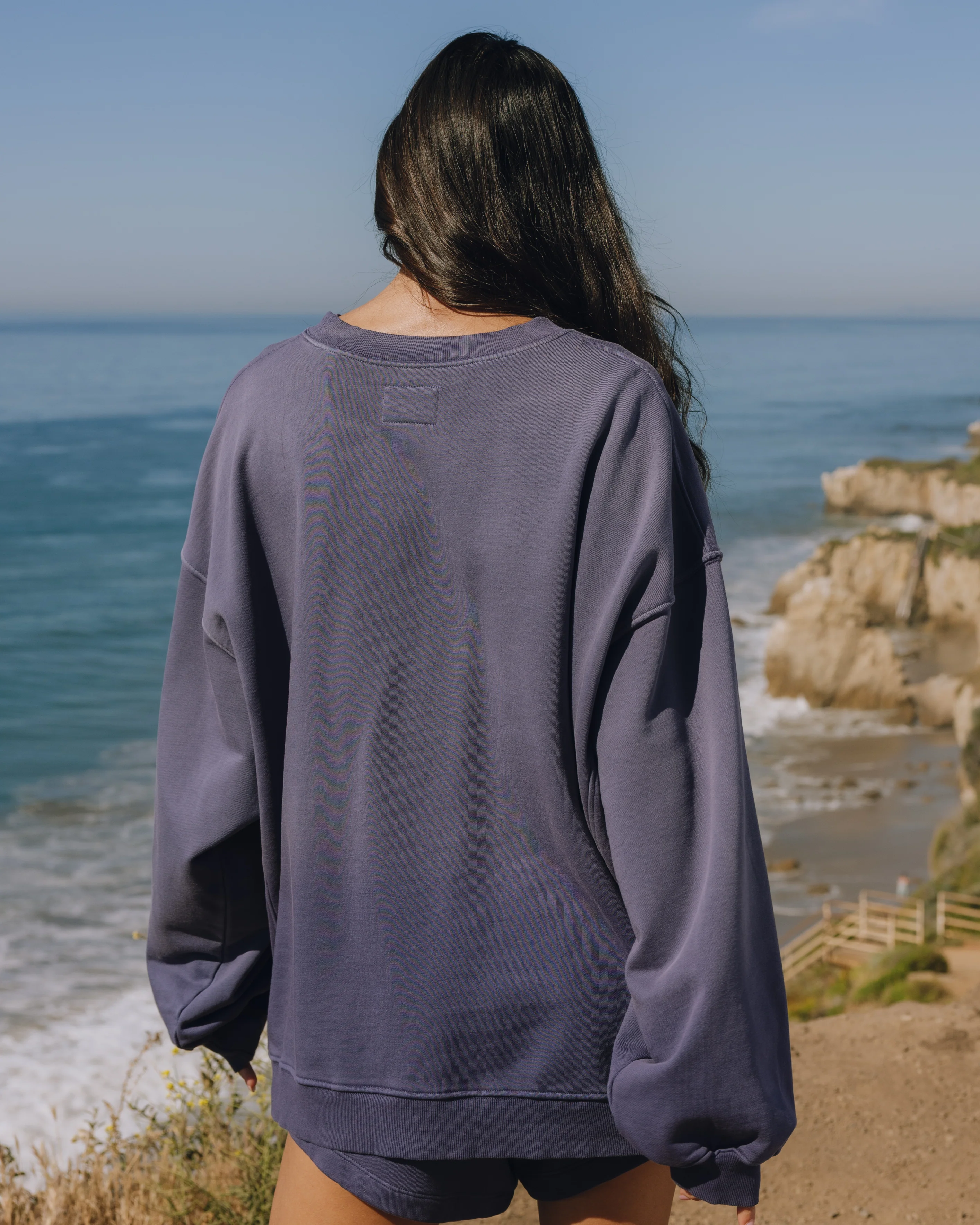Unisex Oversized Crew - Sunsoaked Navy with Monochrome Patch - Image 2