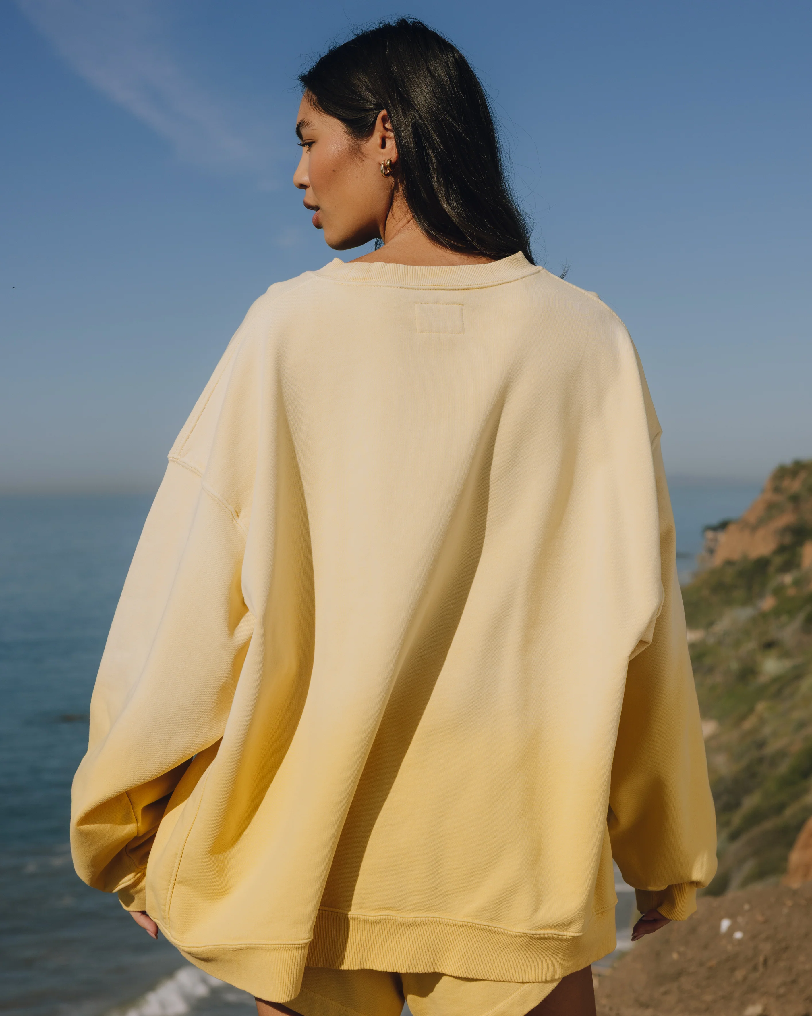 Unisex Oversized Crew - Sunsoaked Sunny with Monochrome Patch - Image 2