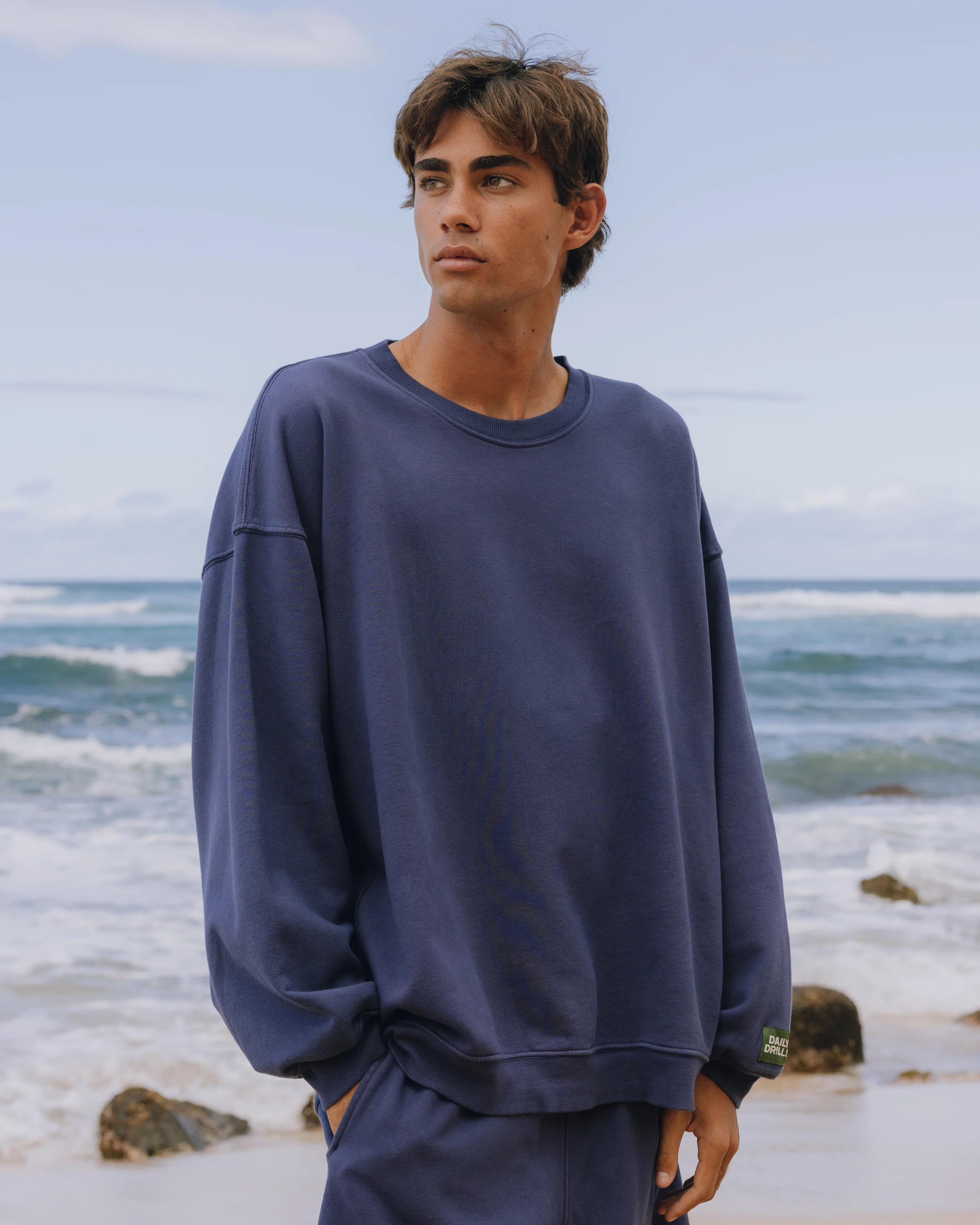 Unisex Oversized Crew - Navy - Image 4